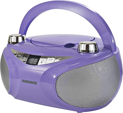 Miniatura 7 de MAGNAVOX MD6949-PL Boombox de CD portátil de carga superior con radio estéreo AMFM y tecnología inalámbrica Bluetooth en morado  Compatible con