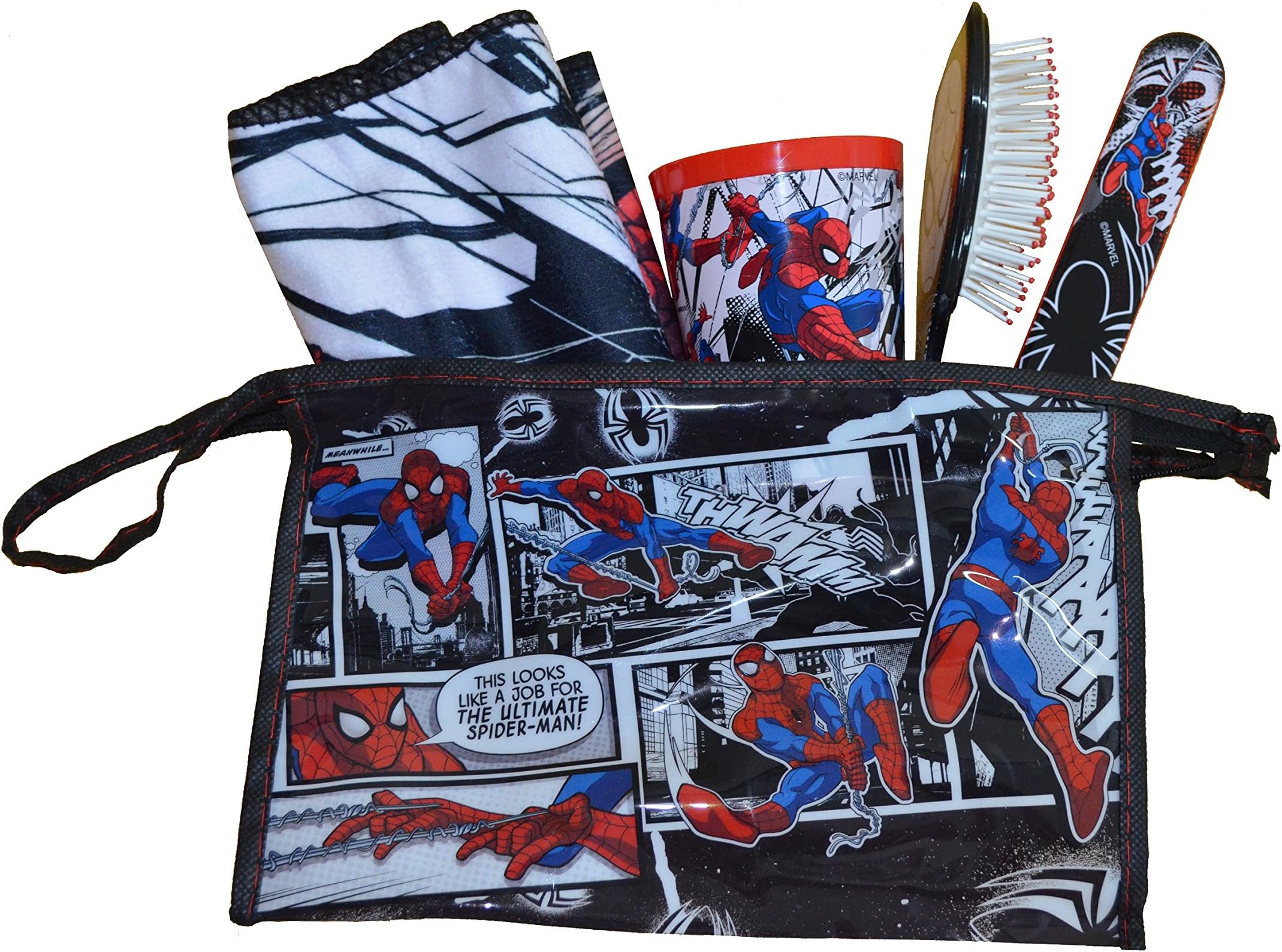 Diakakis - 0500795 - Toiletry bag filled with 5 accessories - plastic - red 23 x 8 x 15 cm