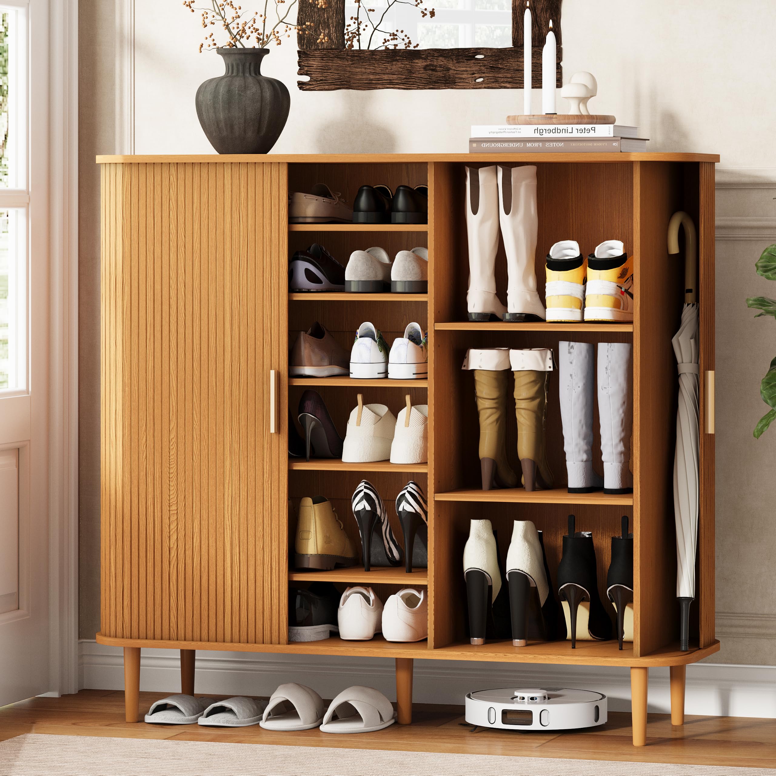 Amazon.com: DHH Shoe Storage Cabinet with Sliding Door, 6-Tier