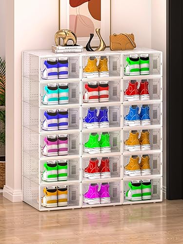 Miniatura 7 de Cajas de almacenamiento de zapatos transparentes de plástico tamaño XL, apilables, paquete de 12 unidades, para zapatos de tamaño 11, zapatero y