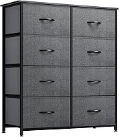 Vista 12 de YITAHOME Cómoda de tela de 4 cajones, cómoda y cómoda para dormitorio, sala de estar, pasillo, armarios, marco de acero resistente, parte superior