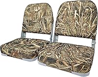 VANCUS Camo Folding Boat Seats 2 Pack - Low Back Premium Bass Jon Pontoon Fishing Swivel Chairs