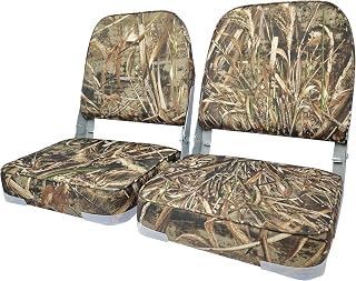 VANCUS Camo Folding Boat Seats 2 Pack - Low Back Premium Bass Jon Pontoon Fishing Swivel Chairs