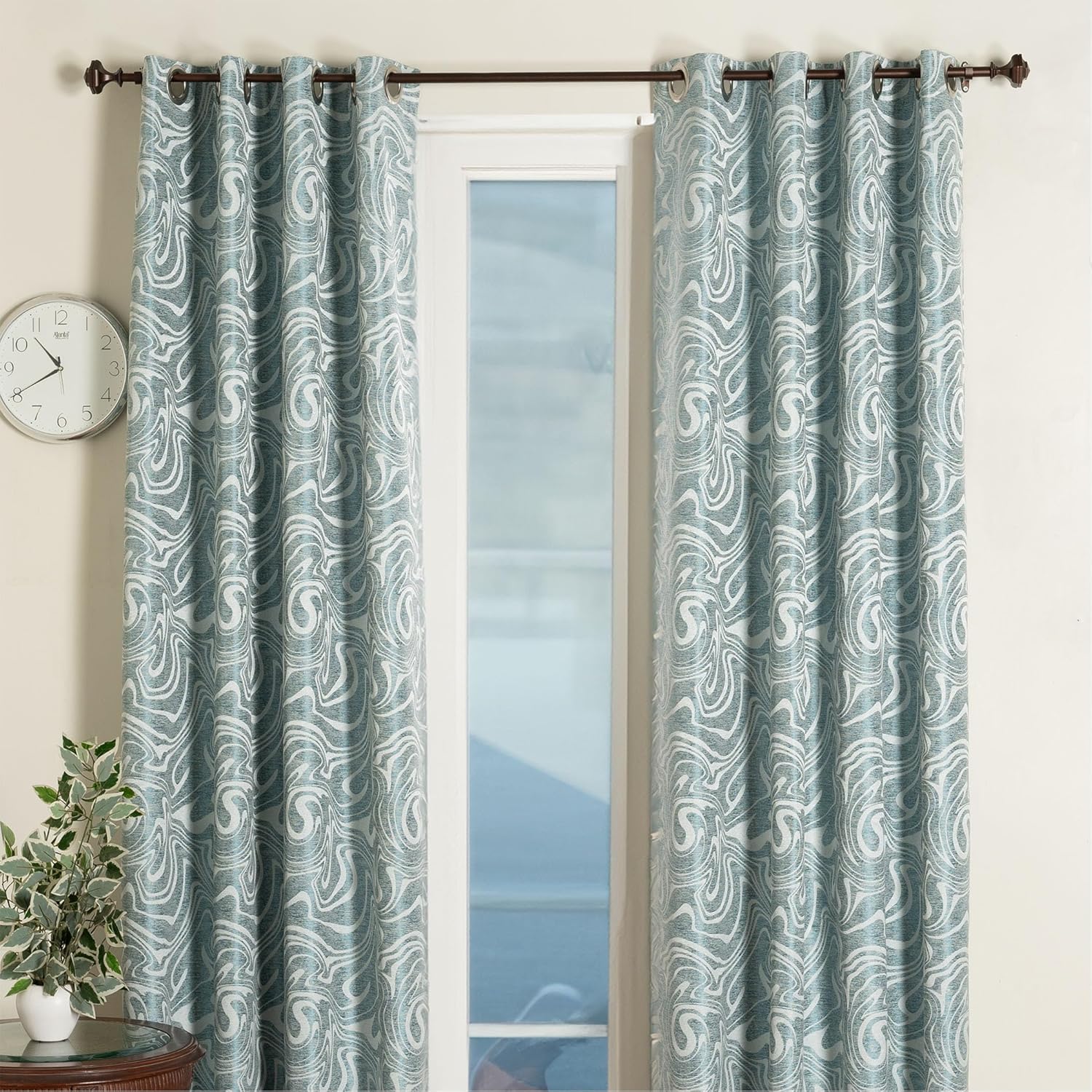 Deco Window Adjustable Curtain Rod for Windows 18 to 44 Inch (Pack of 2) Extendable Heavy Duty 3/4 Inch Iron Drapery Pole with Finials Wall Mounted French Door Curtain Rods (Brown)