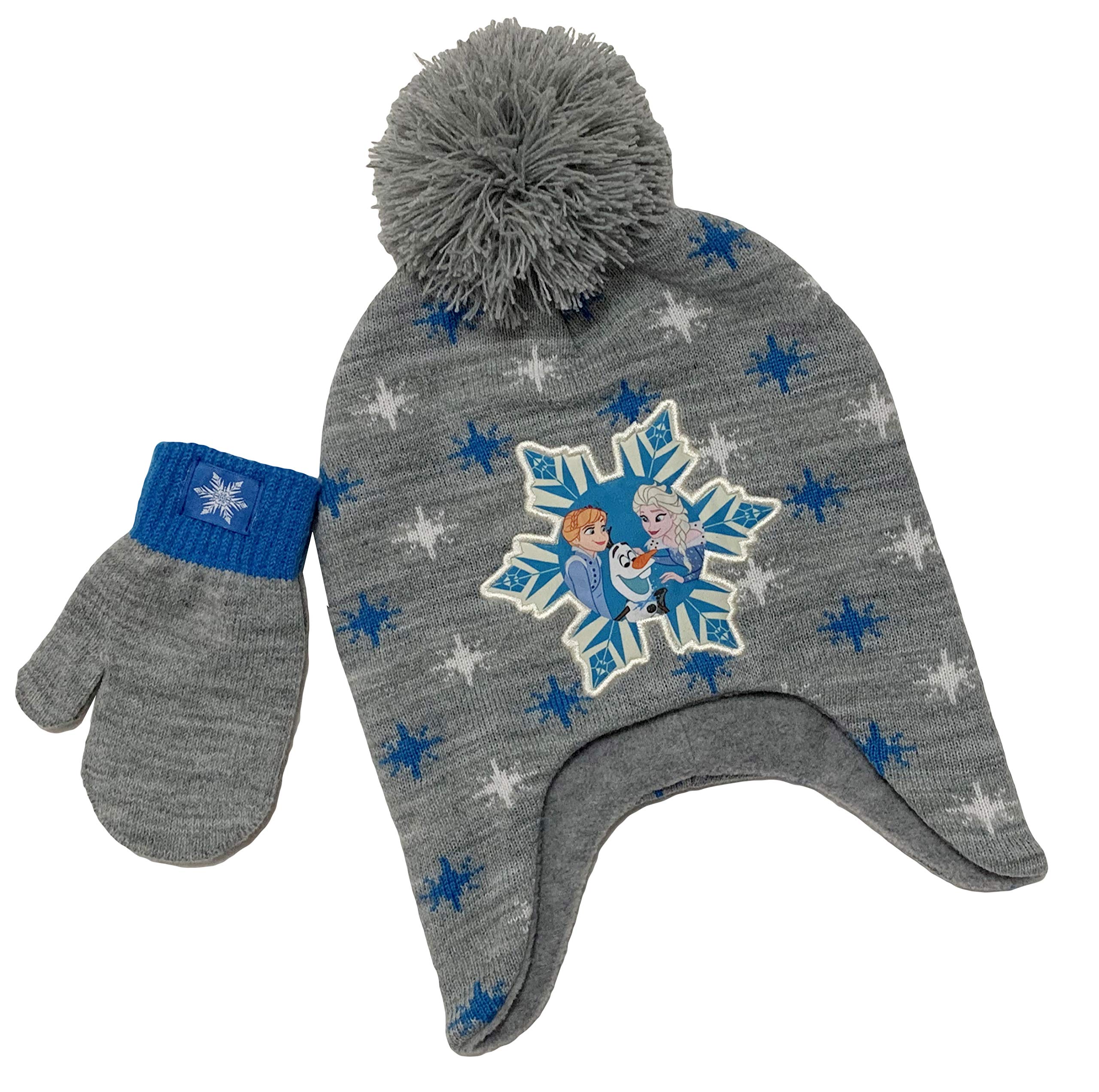 Disney Frozen Winter Hat and Glove Set, Girls Ages 1-4 Multi Gray