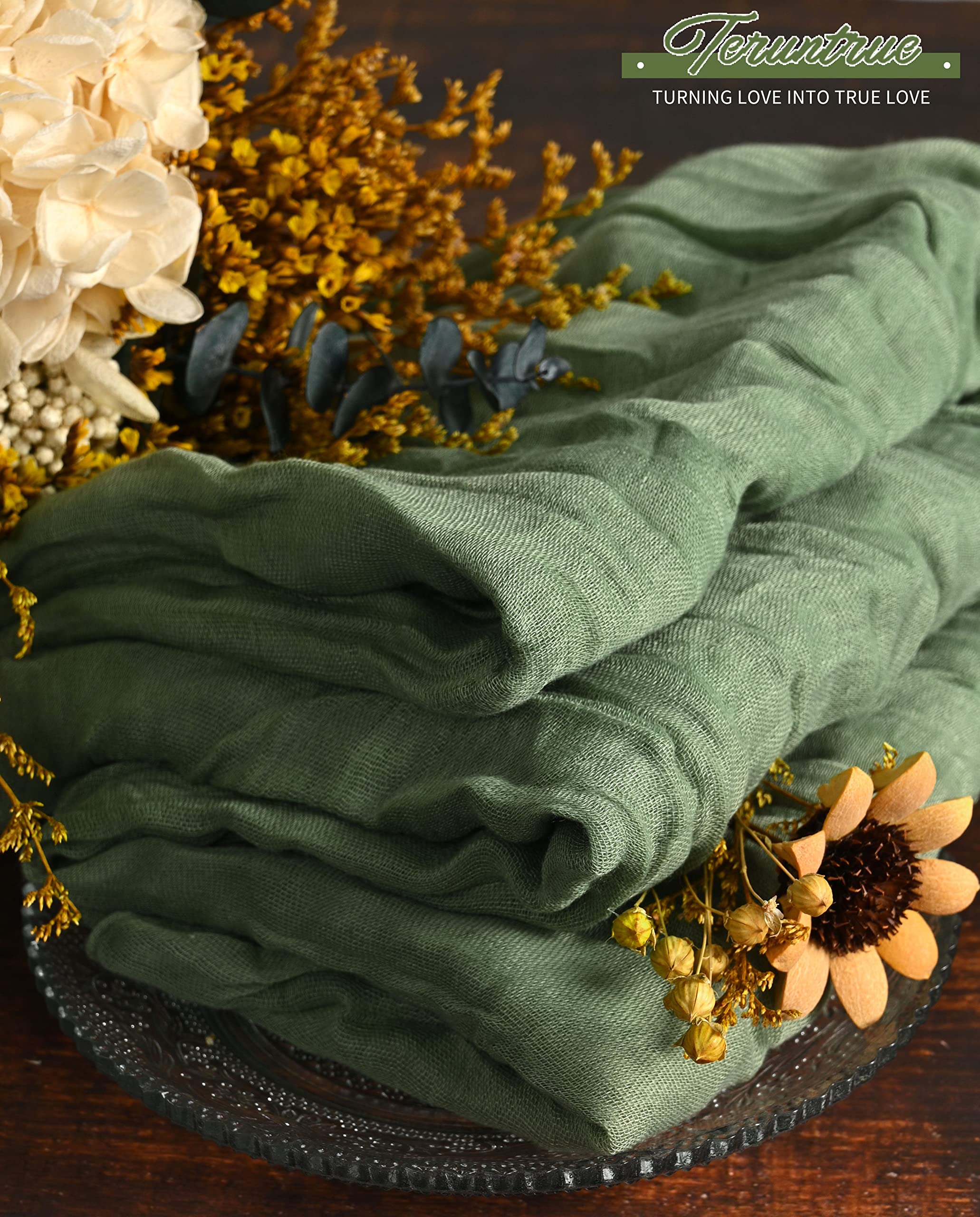 84 Paquetes Servilletas de Gasa Verde Salvia, 50x50 cm, Lavables, Estilo Boho, para Cena, Bodas, Baby Shower, Cumpleaños