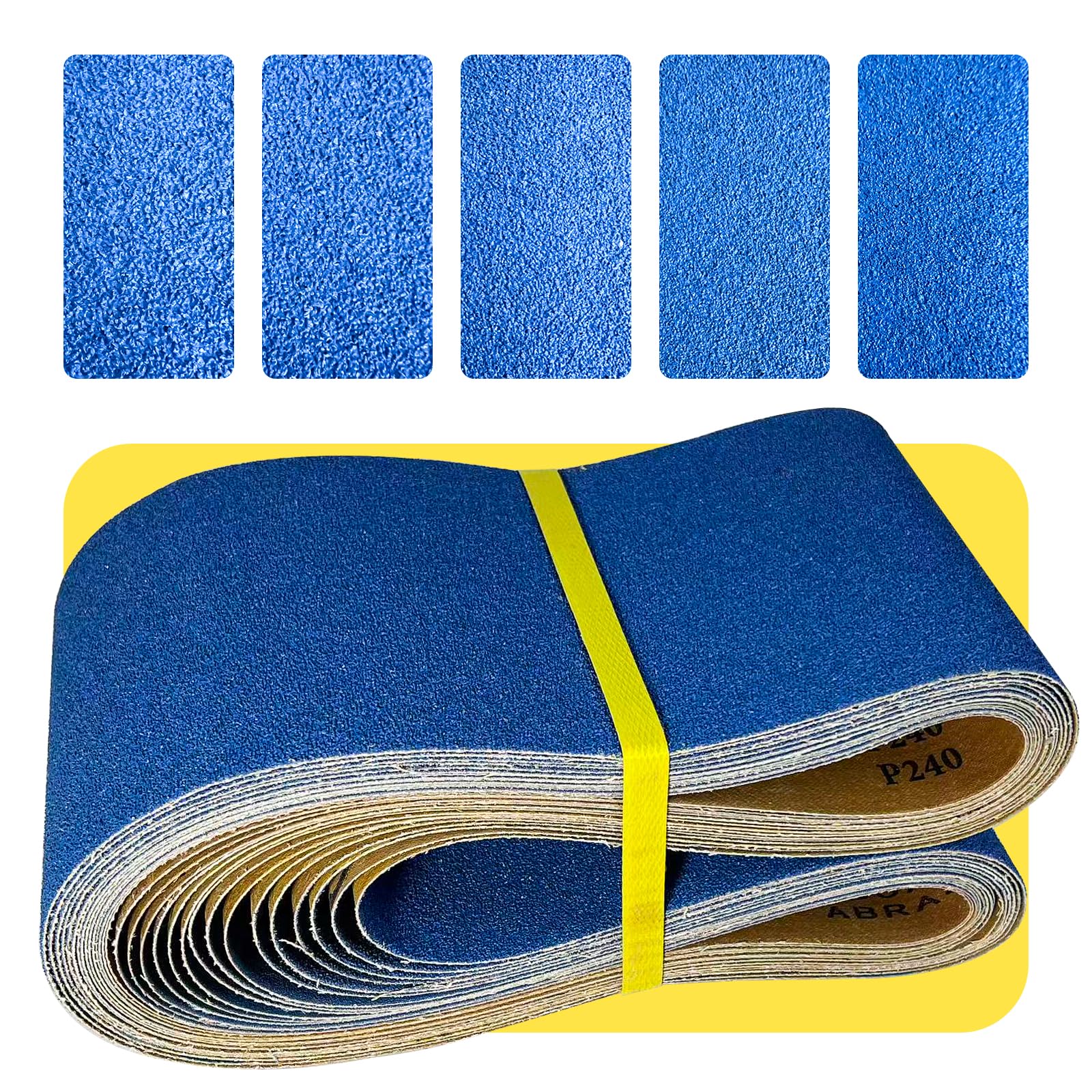 Bandas de lija de 150 x 1220 mm, 15 unidades, grano mixto P60/P80/P120/P180/P240 | Apto para lijadora de banda y lijadora de banda | Banda de lijado profesional para pulir madera metal eliminación de