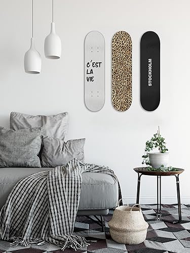 Miniatura 4 de TwoDays Stockholm Style Skateboard Wall Decor - Modern Wall Mount Art Set for Men's Apartment & Dorm, Cool Cheetah Print Skate Deck, Trendy Skater