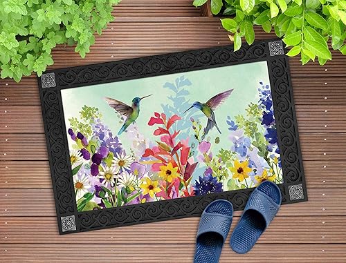 Miniatura 2 de Studio M Spring Hummingbirds MatMatMates - Tapete decorativo para interiores o exteriores, con respaldo de goma reciclada ecológica, 18 x 30 pulgadas