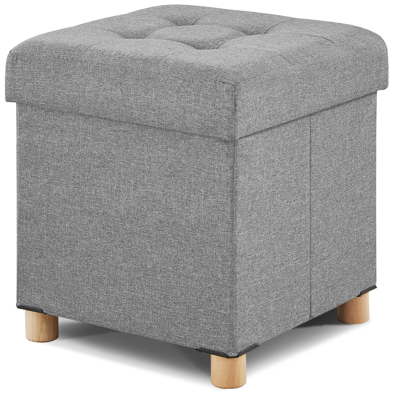 BRIAN &amp; DANY Ottoman with Storage, Square Small Storage Ottoman Foot Rest with Legs, Ottomans Foot Stool for Dorm, Living Room, Entryway 14.8"x14.8"x17.8" (Light Gray)