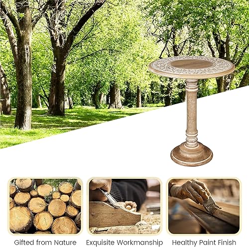 Miniatura 26 de Goroly Home Mesa auxiliar pilar, mesita de noche pequeña para sala de estar, revistas, libros y plantas, 18 x 22 pulgadas, quemado antiguo