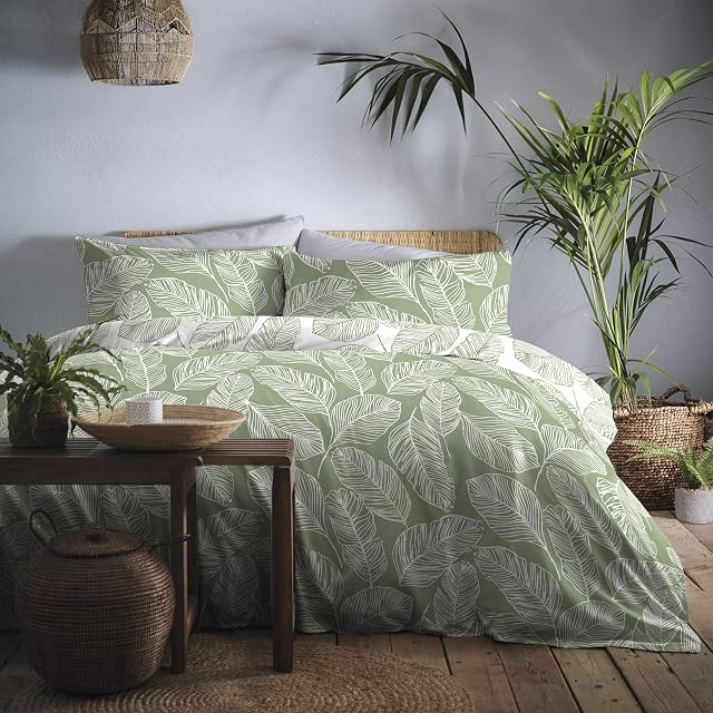 Fusion - Matteo - Easy Care Duvet Cover Set - Double Bed Size in Green