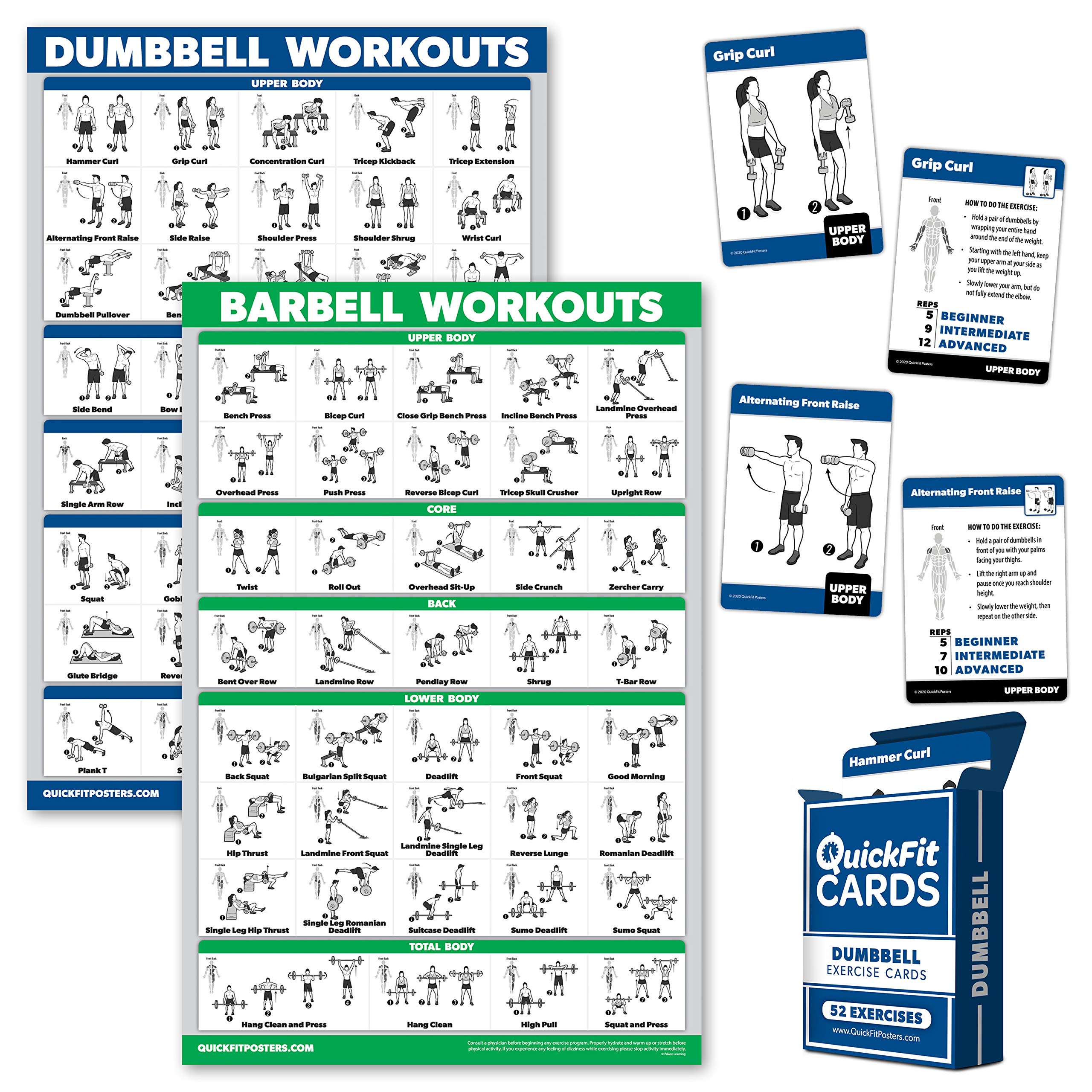 Buy 3 Pack Dumbbell Workout + Barbell Exercises Set + Dumbbell