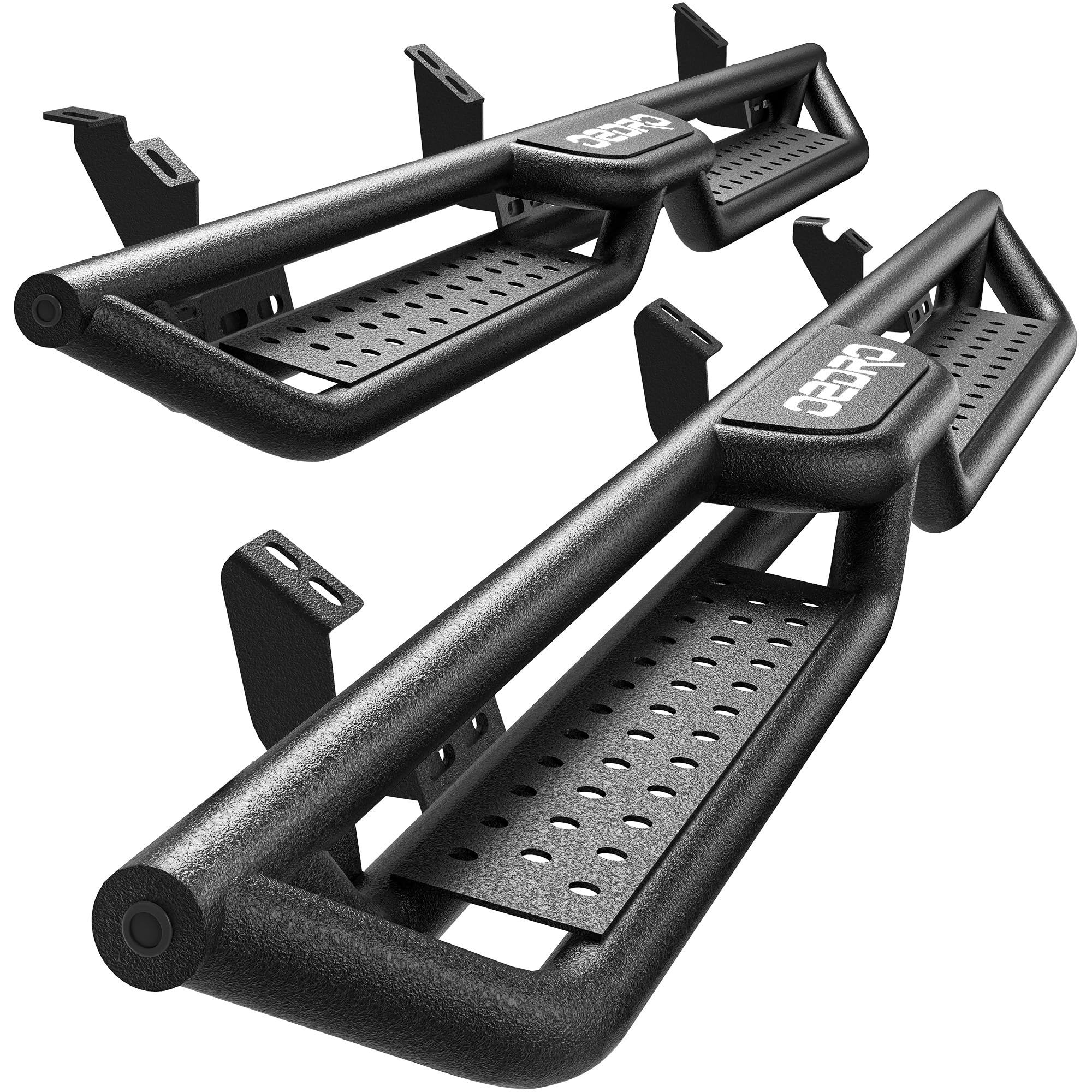 oEdRo Running Boards Compatible with 2024-2026 Toyota Tacoma Double/Crew Cab 4 Full-Size Doors, Two Stair Design Side Step Rails, Powder-Coated Black