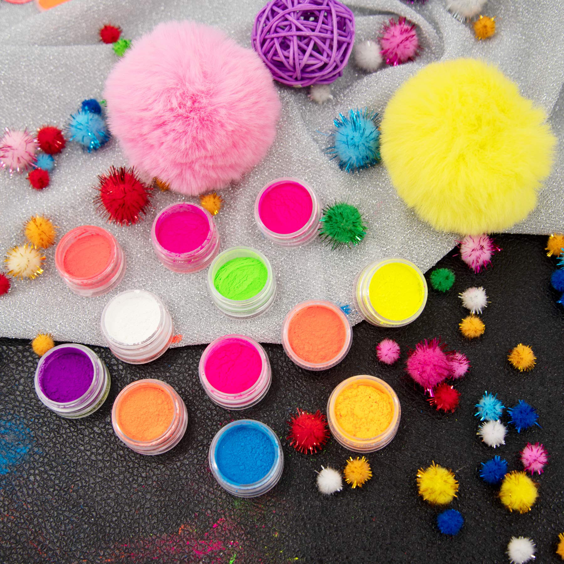 Duufin 24 Colori Pigmenti in Polvere per Unghie Polvere Neon Unghie per Nail Art Unghie Decoración