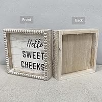 Vista 4 de Letreros de decoración de baño con marco de madera estilo granja bohemia, divertida placa decorativa pequeña y linda para baño, decoración de Hola