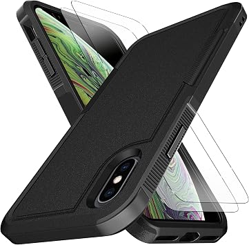 for iPhone XS Case,iPhone X Case, [10 FT Military Grade Drop Protection] [Non-Slip] [2 pcs TPE HD Screen Protector] Heavy Duty Full-Body Shockproof Case for iPhone XS/iPhone X 5.8 -Black
