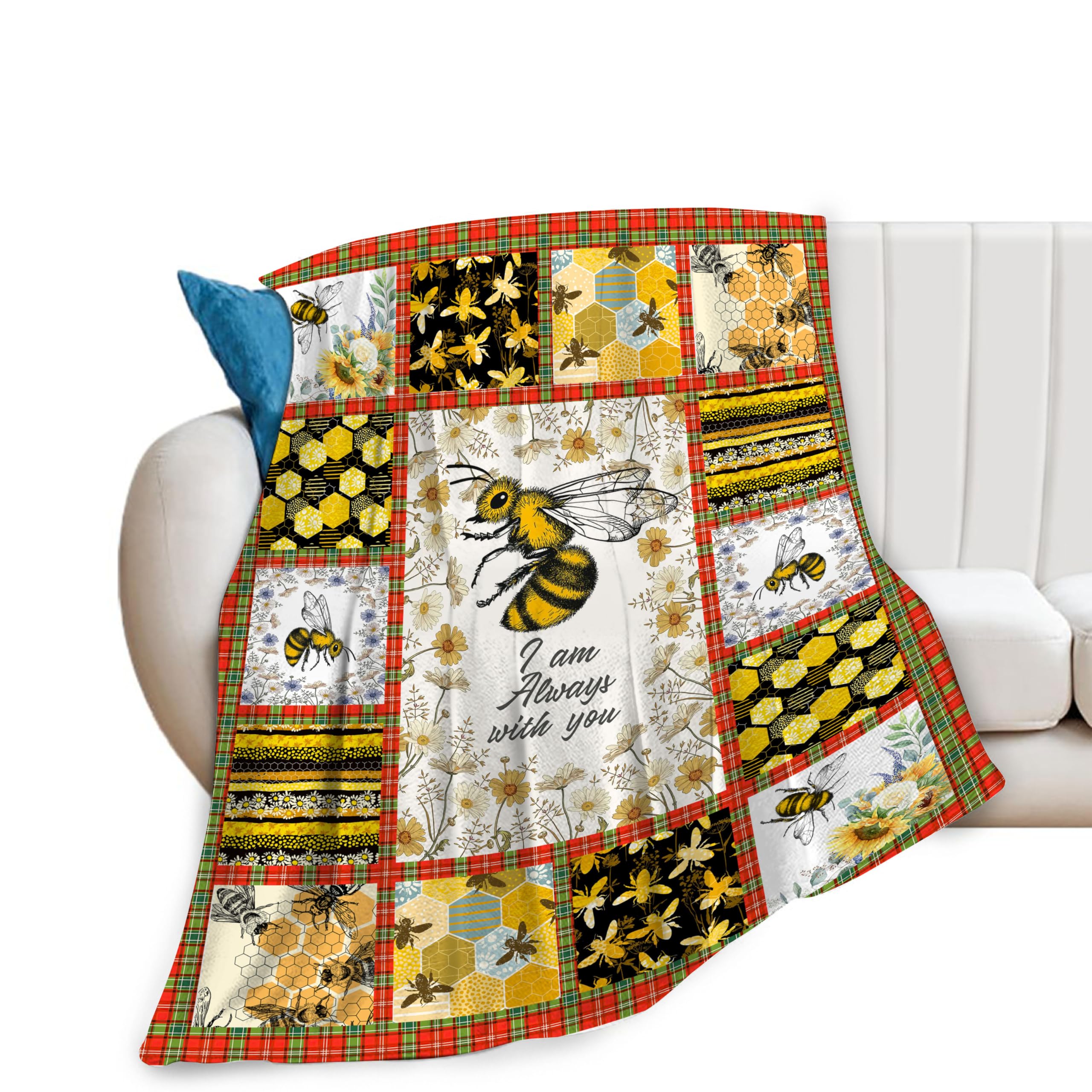 Bee Blanket Honey Bee Decor Throw Blankets Cozy Fleece Flannel Blanket Soft Warm Plush Lightweight Blanket Bees Themed Gifts for Women Men Boys Girls Adults Kids for Couch Sofa Bed 40"X50"