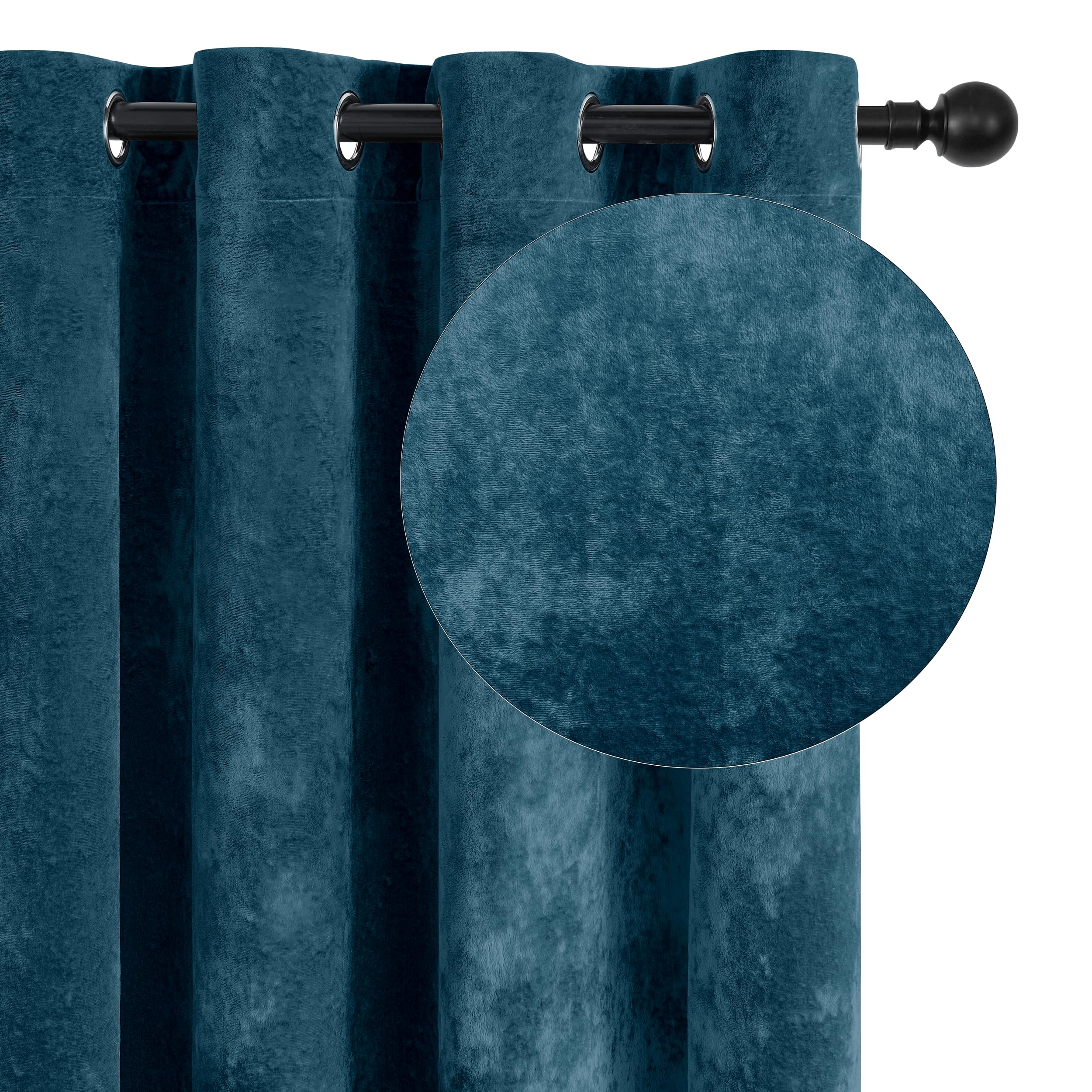 SNITIE Tranquil Blue Crushed Velvet Curtains 52" x 108" Luxurious Thermal Insulation Soundproofing and Light Filtering Window Treatments Ideal for Living Room Bedroom Office - Set of 2 Panels