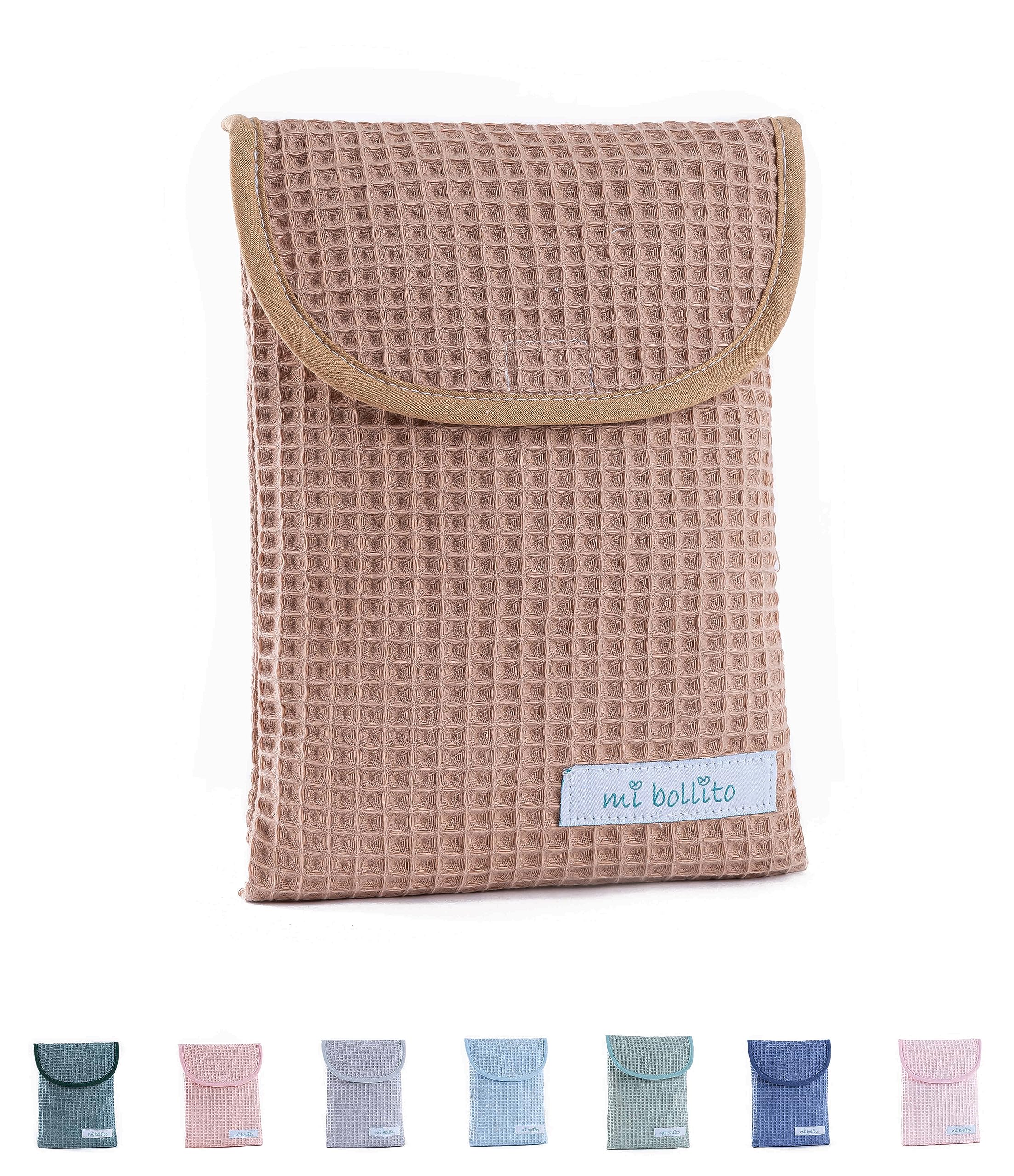 mi bollito Organiser bag for diapers and baby wipes 100% cotton waffle fabric, quick Velcro closure, practical and stylish - Image 4