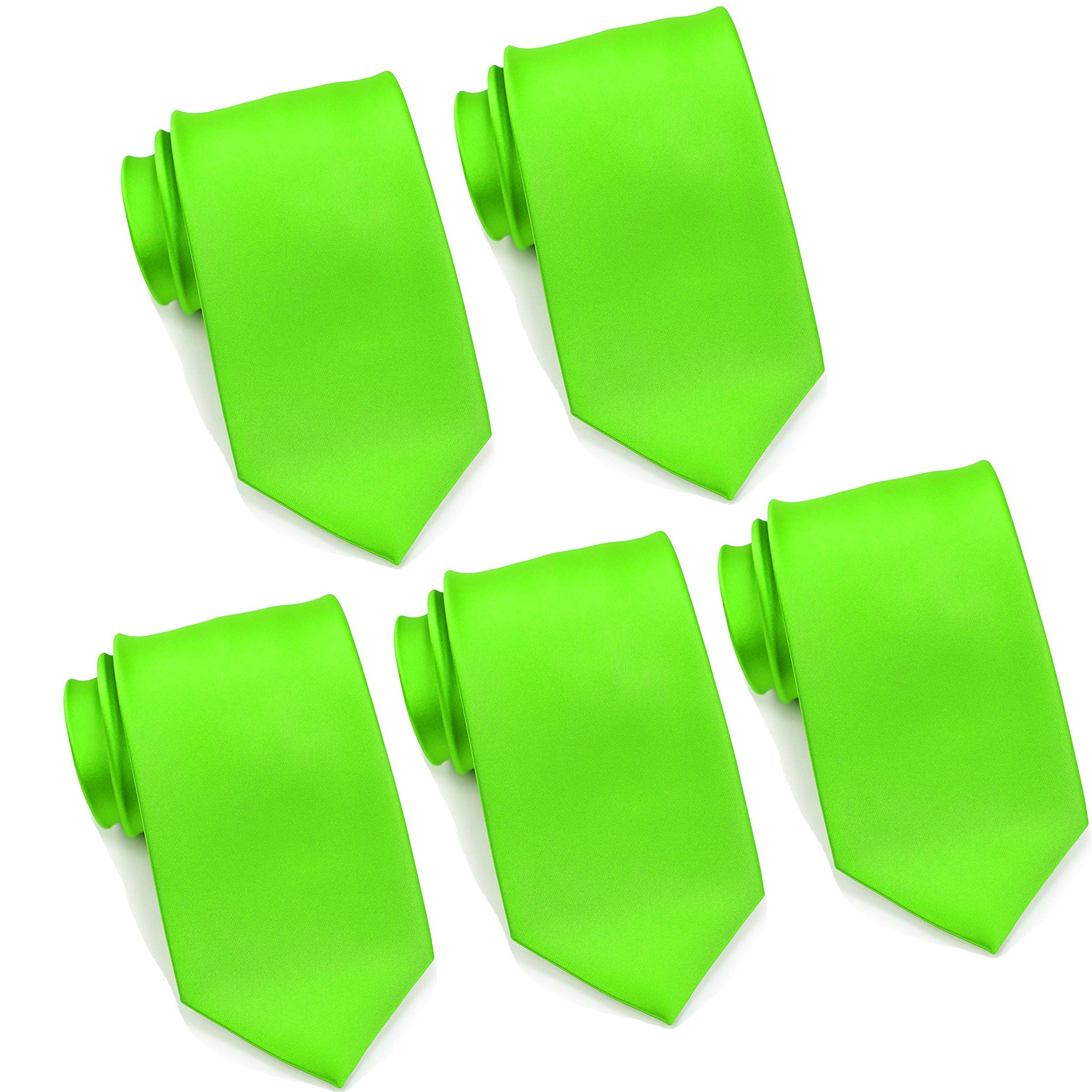 FOMANN Mens Formal Tie Wholesale Lot of 5 Mens Solid Color Wedding Ties 3.5" Satin Finish