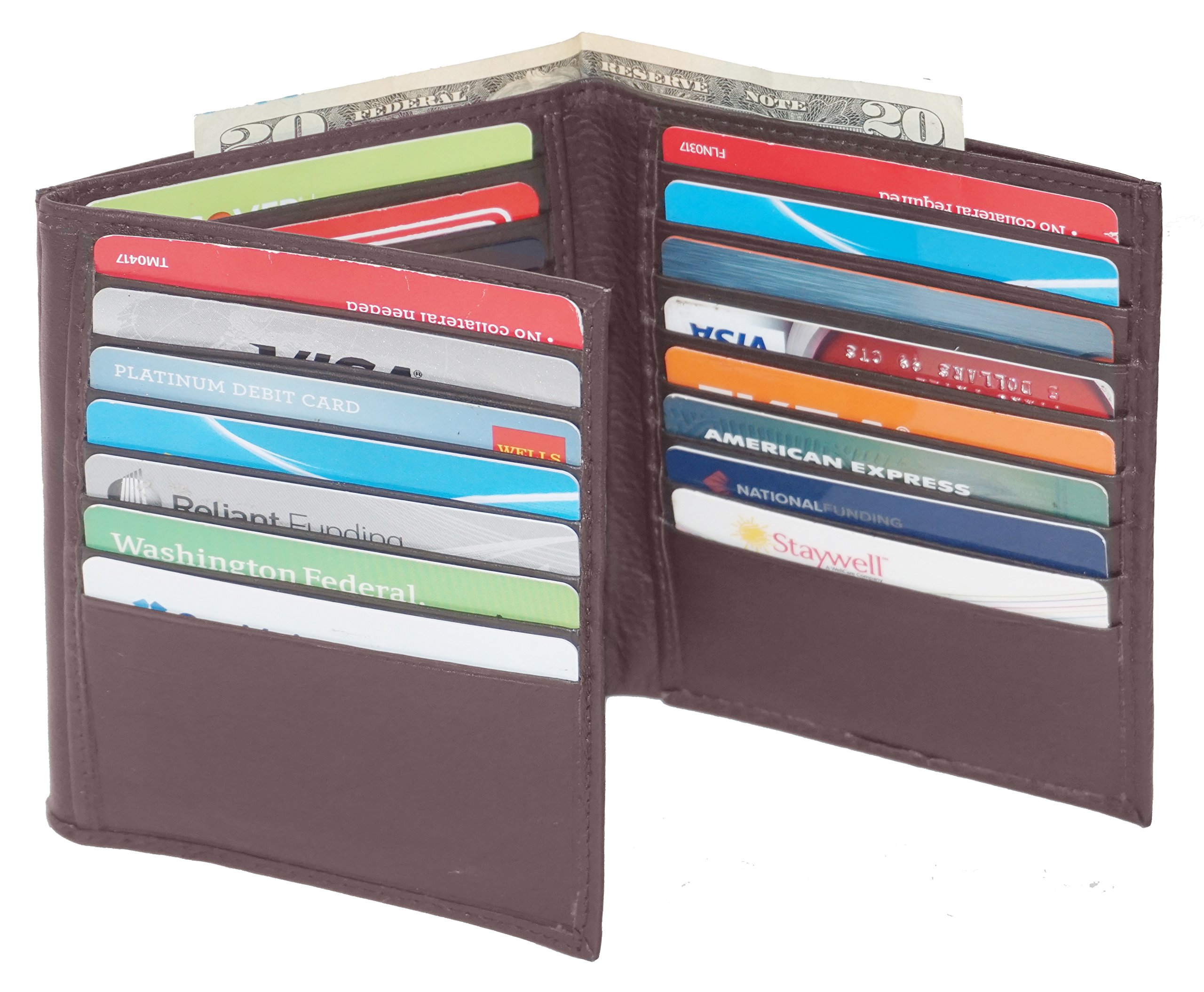 Genuine Leather European Style Large Hipster Bifold Mens Wallet Brown by Bullz-image-44