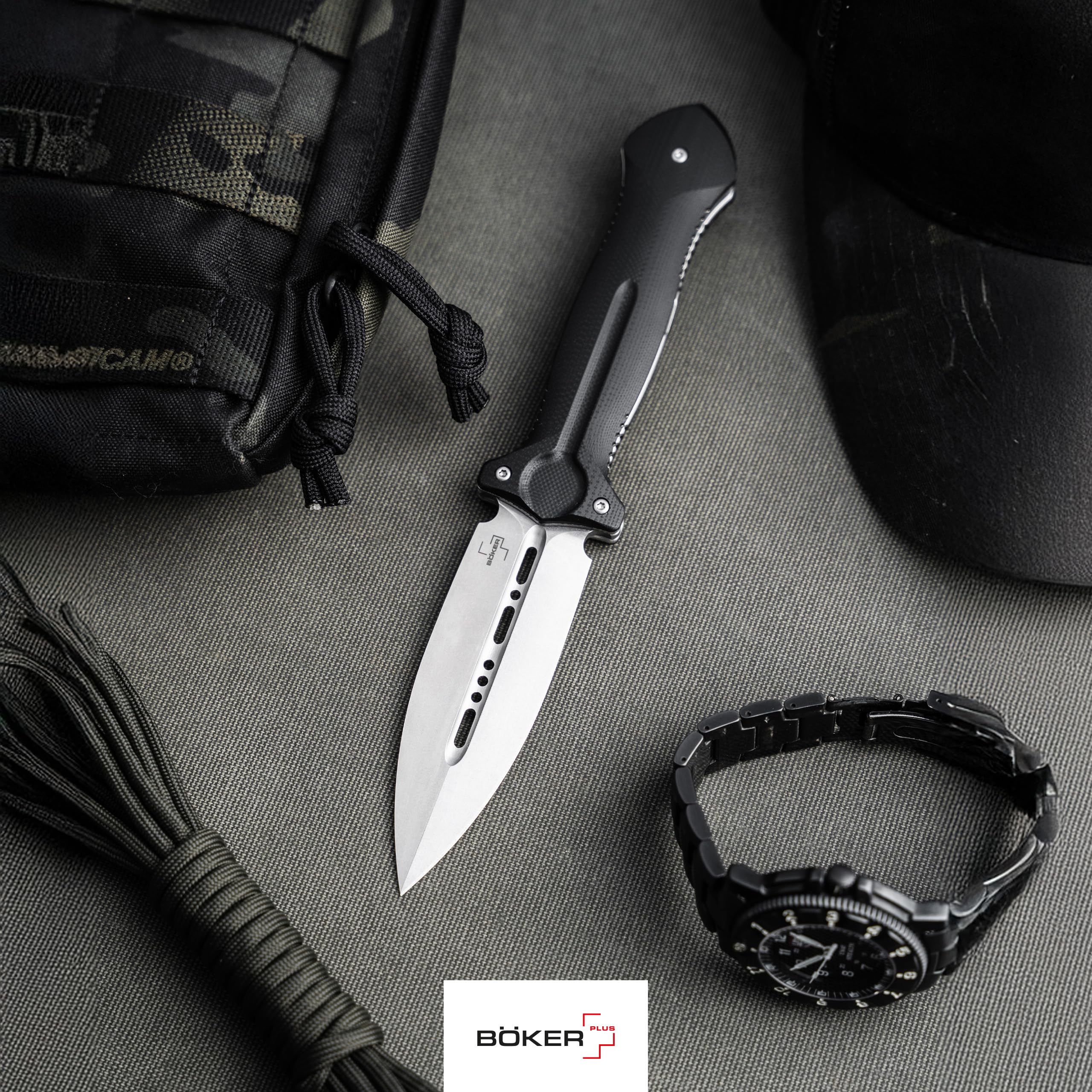 BÖKER PLUS® Cheus - Profi Flipper Taschenmesser mit VG-10 Stahl Dolch Klinge - taktisches Klappmesser - Tactical Linerlock Dagger Knife - 1 Hand Messer mit G10 Griff schwarz - Einsatzmesser mit Clip