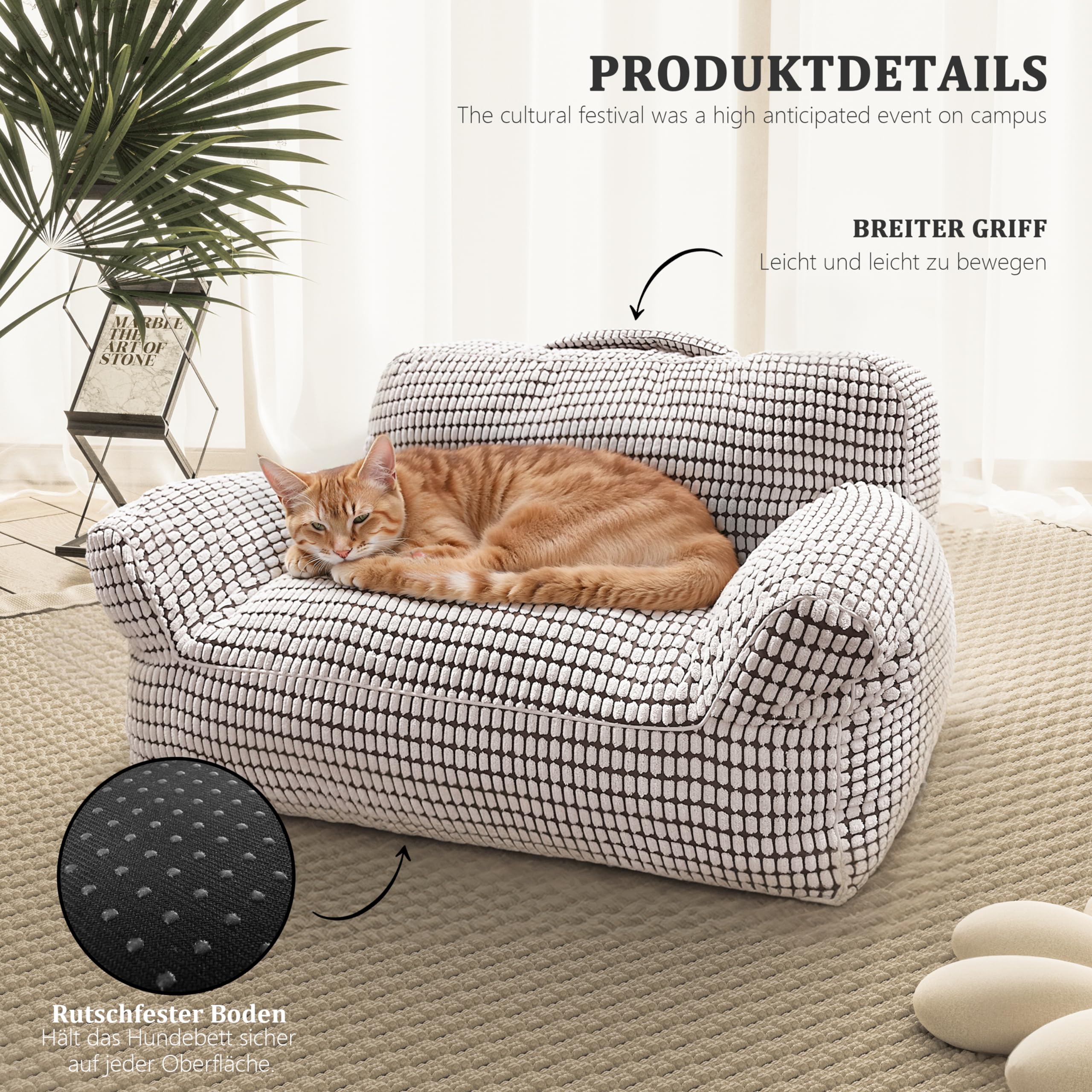 VERCART Canapé moderne pour chat - Lit moelleux pour grands chats - Lit moelleux - Lit pour chat - Lit pour chat - Lit pour chat - Lavable - Meuble pour chat