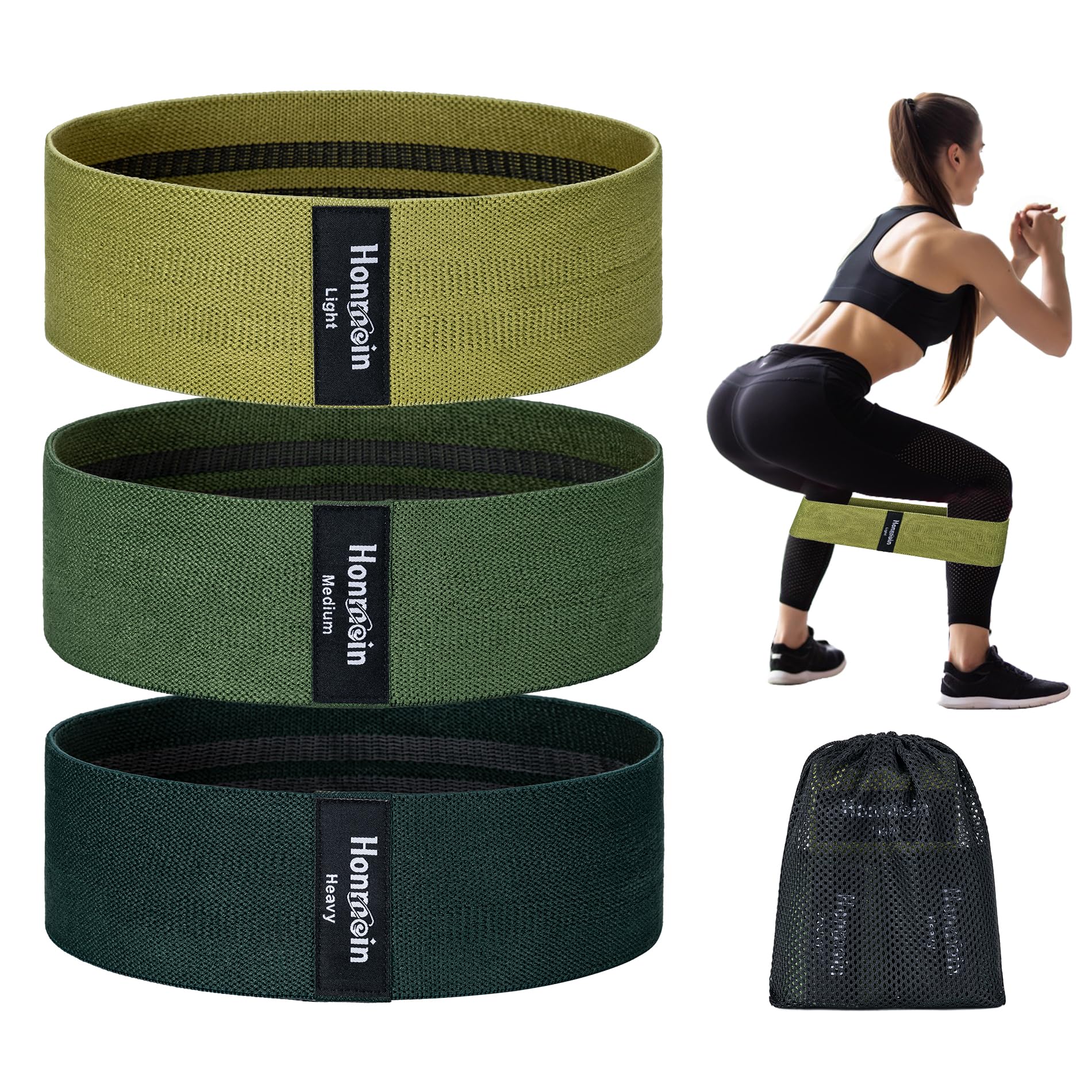Resistance Bands for Working Out, 3 Levels Exercise Bands Workout Bands Set for Women Men, Hip Legs Booty Bands for Home Fitness, Gym, Yoga, Pilates