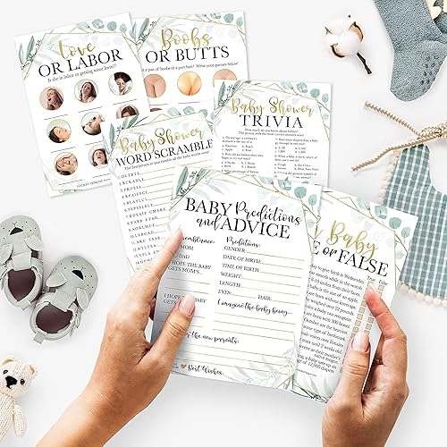 Miniatura 2 de 50 tarjetas de predicción y consejos para bebés, juegos de trivia, etc., 25 juegos de amor o parto, tetas o trasero de bebé  6 tarjetas de doble