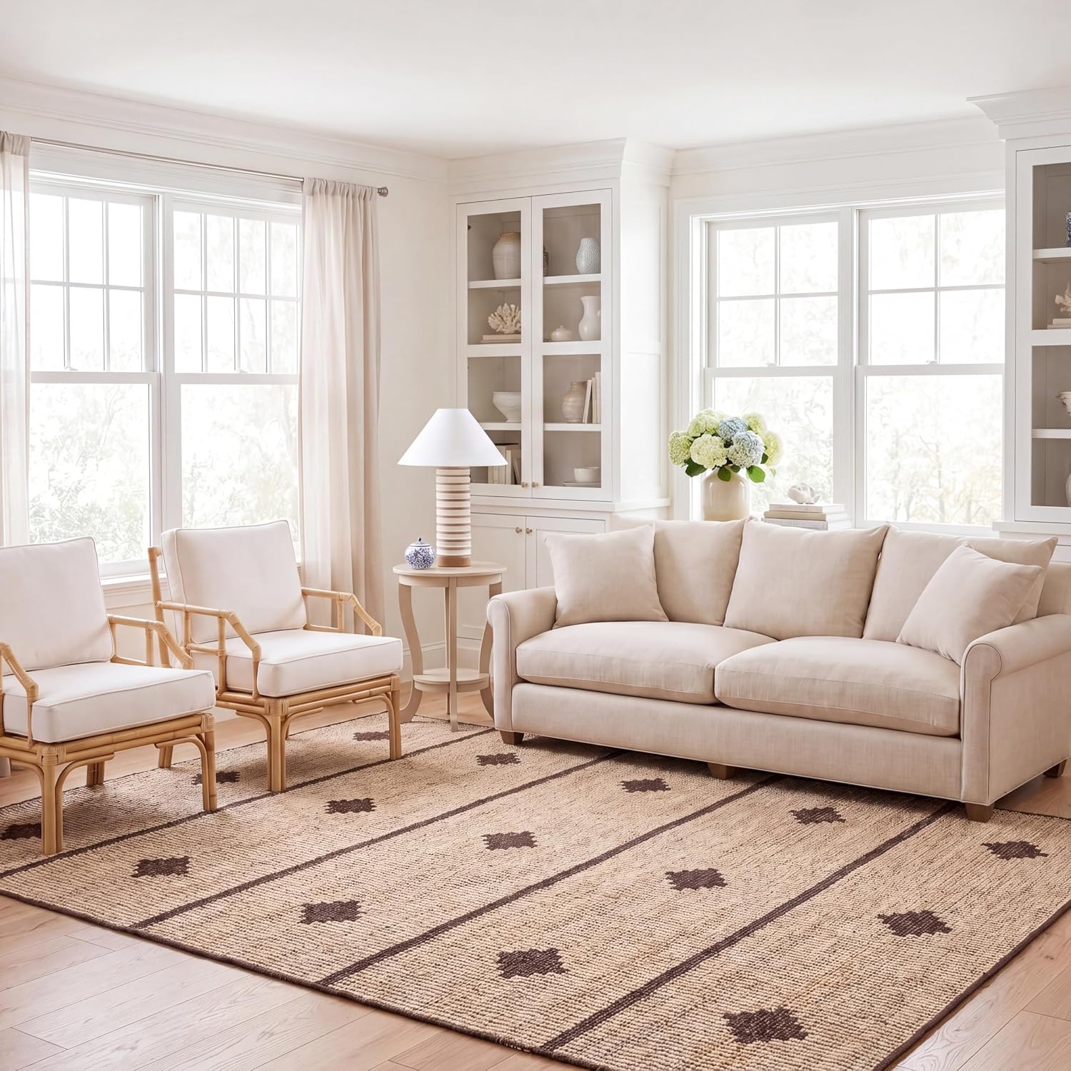 SAFAVIEH Area Rug 8x10 - Natural Fiber Collection - Large - Natural & Grey, Handmade Jute, Ideal for Living Room, Bedroom, Dining Space (NF878F)