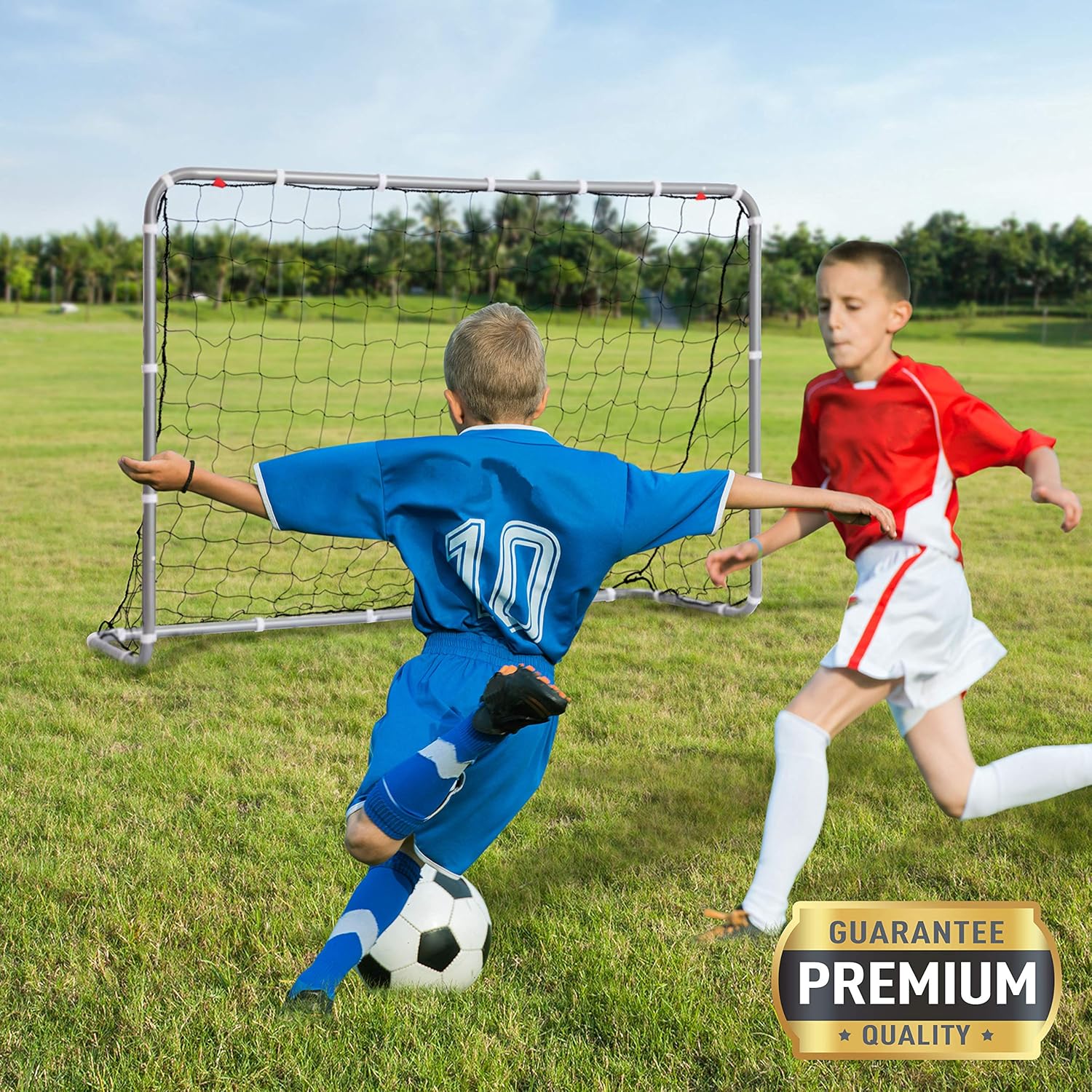 E-Jet Soccer Goals Football Goals, 6'x4' Metal Frame with All Weather Net, White : Sports & Outdoors