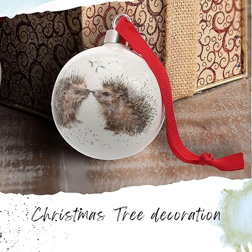 Miniatura 5 de Portmeirion Royal Worcester - Adorno para árbol de Navidad, bola navideña personalizada con motivo de erizo, decoración festiva de porcelana fina