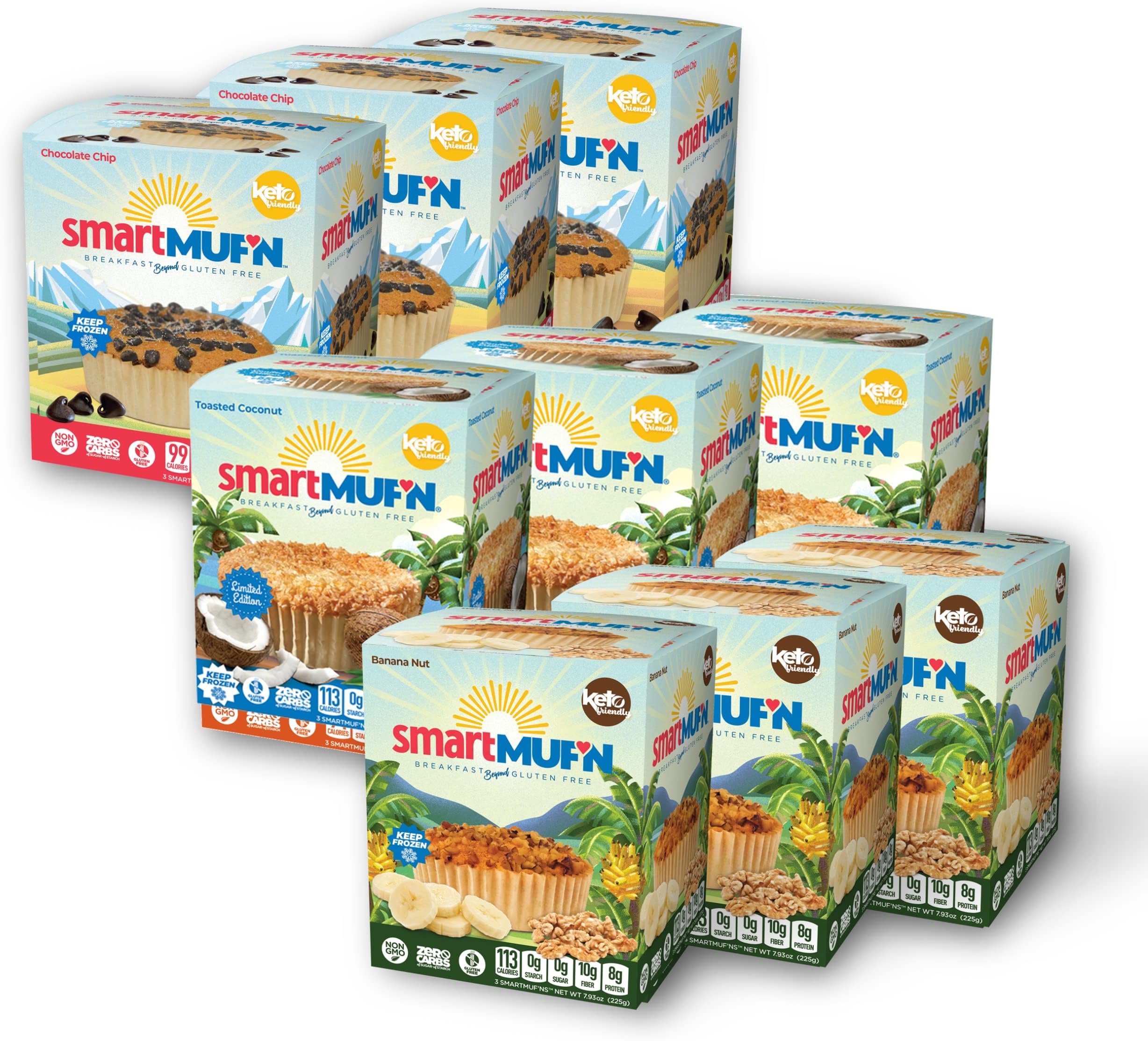 Smart Baking Company Smartmuf'n, Gluten-free, Sugar-free Keto Snack Breakfast Muffin (Variety, 27 Muffins)