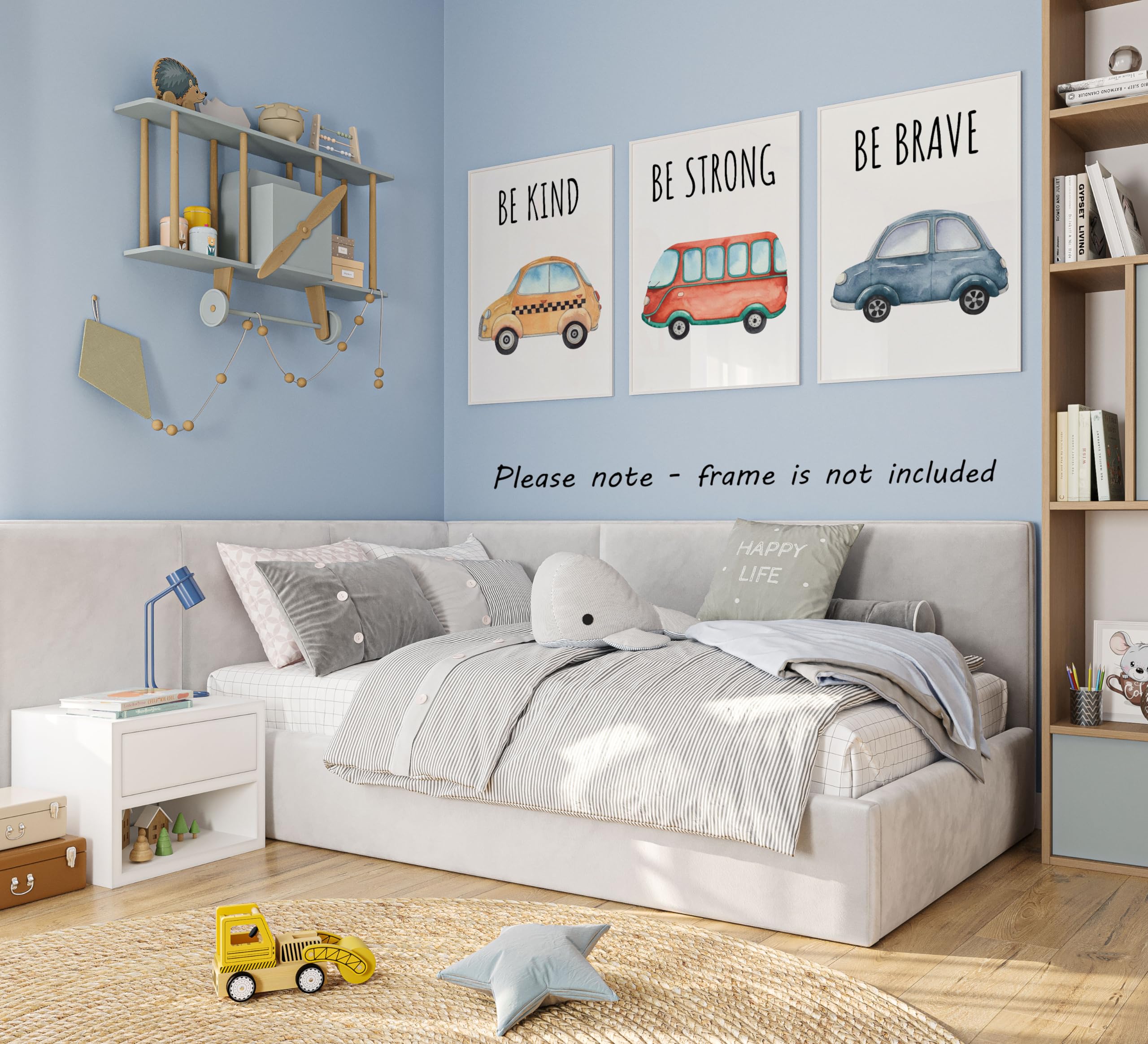 Transport Vehicles Set of 3 Unframed Poster Prints for Boy Girl Nursery Bedroom Playroom Watercolour Design - Image 2