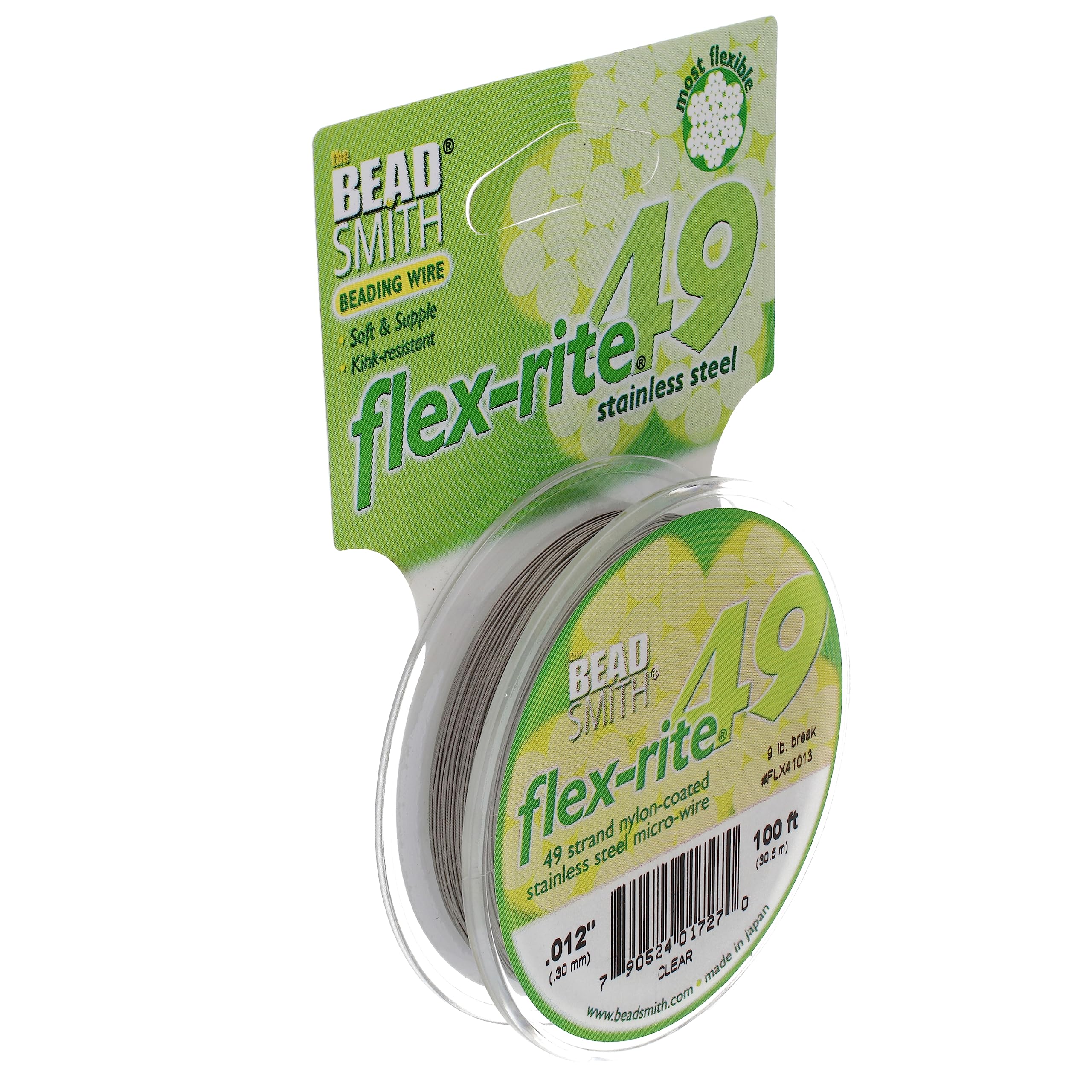 Beadsmith Flex Rite 49 Strand Flex Rite Beading Stringing Wire .012 Inch 100 Feet Professional Nylon Coated Stainless Steel For Small Hole Beads