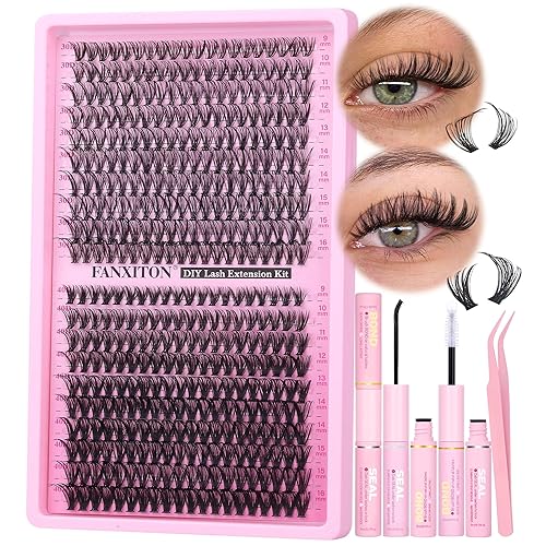 Miniatura 25 de Kit de pestañas en racimo, 280 racimos con cepillo, extensiones rizadas en D, con volumen, 23/64 a 40/64 pulgadas, 40D+50D, pestañas individuales de