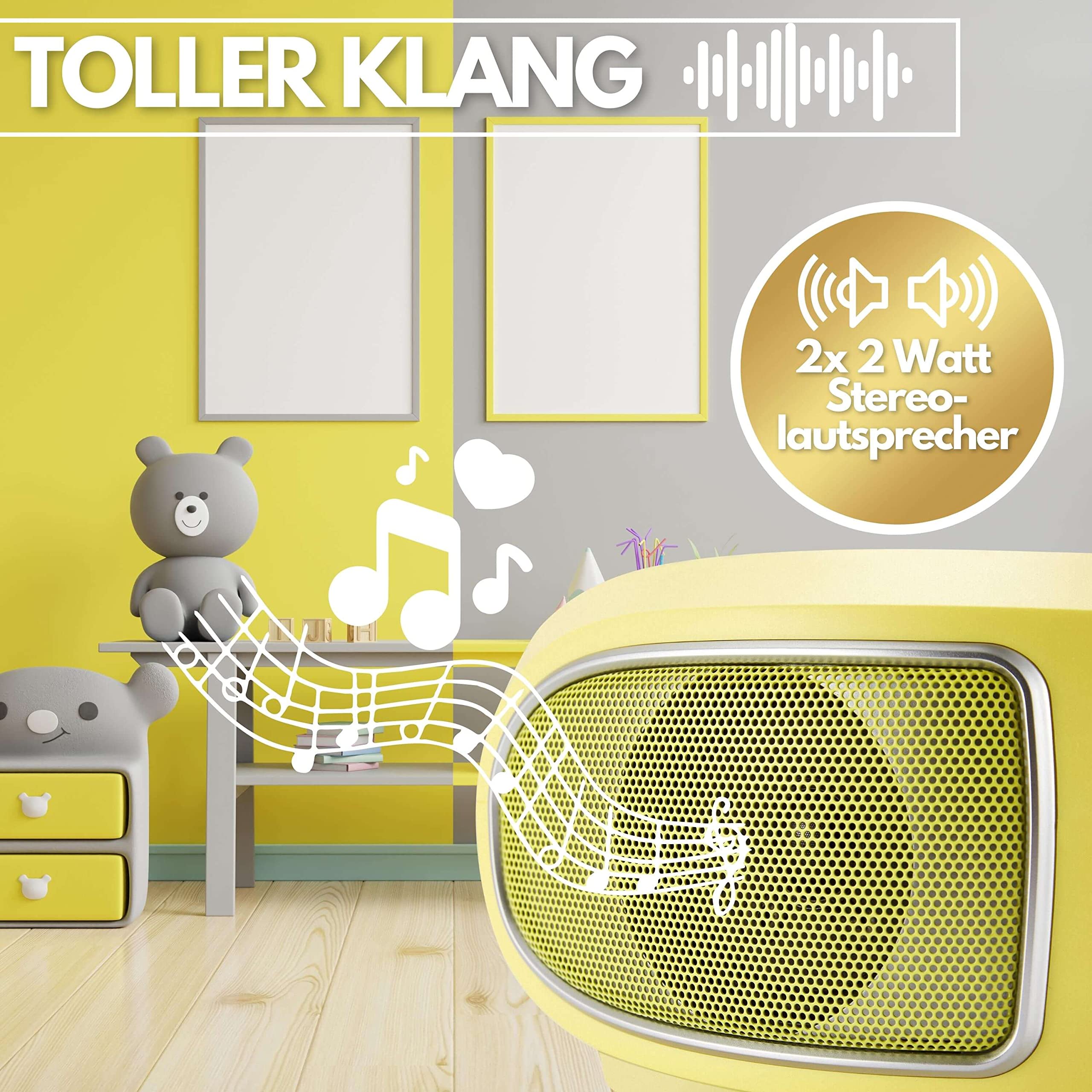 Tragbare Boombox | FM Radio | AUX-In | CD/CD-R | USB | Kopfhöreranschluss | Kompaktanlage | CD-Player | CD-Radio | Stereoanlage | Kinder Radio | Boombox (Glamour Gelb)