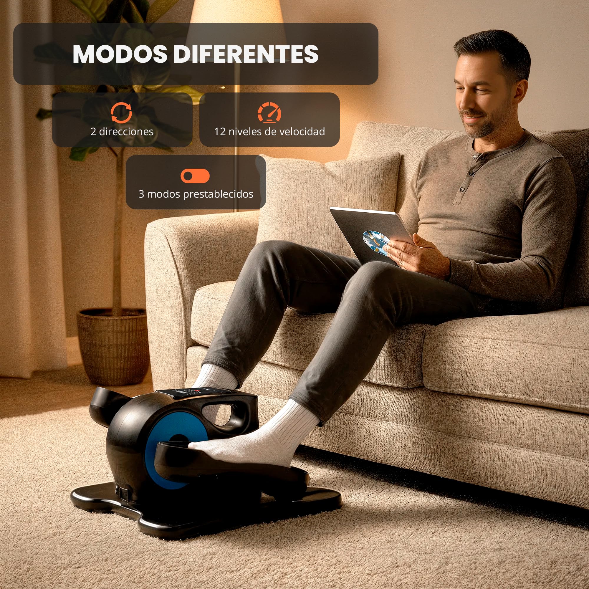 JUPPLIES Mini Eliptica Eléctrica para Personas Mayores con 12 Velocidades y Control Remoto - Pedaleador Eléctrico Silencioso con 2 Bandas de Resistencia, Pantalla LED, Pedales Antideslizantes