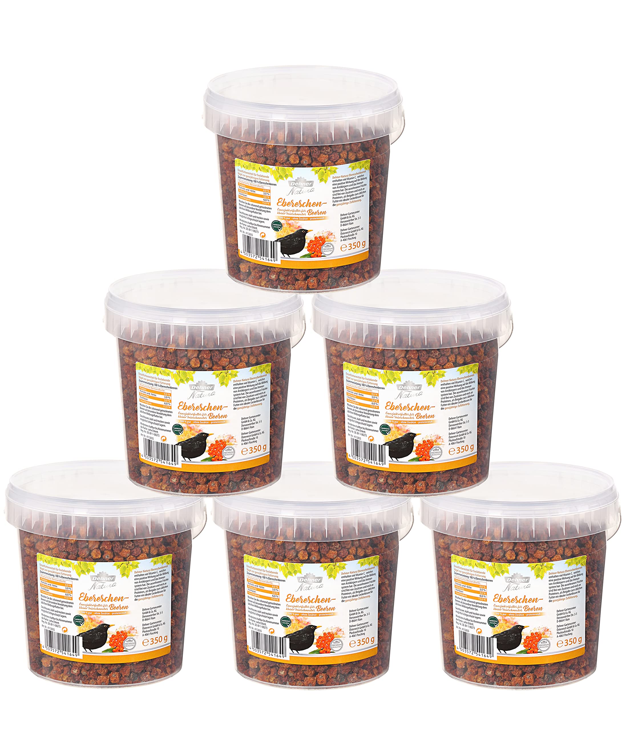 Dehner Natura Premium Nourriture pour oiseaux sauvages, baies de sorbier, 6x 350 g (2,1 kg)