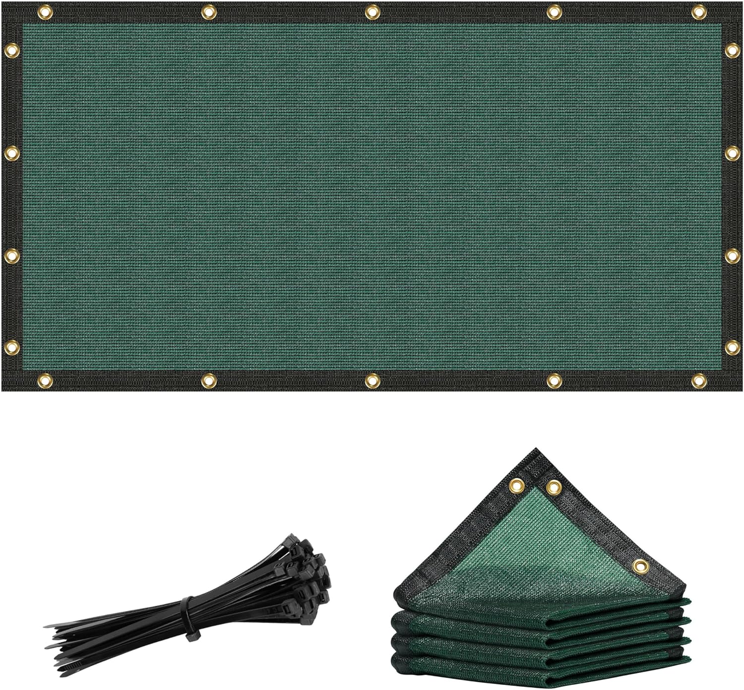 Amgo 4' x 10' Green Custom Size Shade Cloth with Grommets - 90% Sunblock, Durable Mesh Fabric Tarp for Dog Kennel Cover, Fence Privacy Screen, Greenhouse, Chicken Coop & Pet Playpen