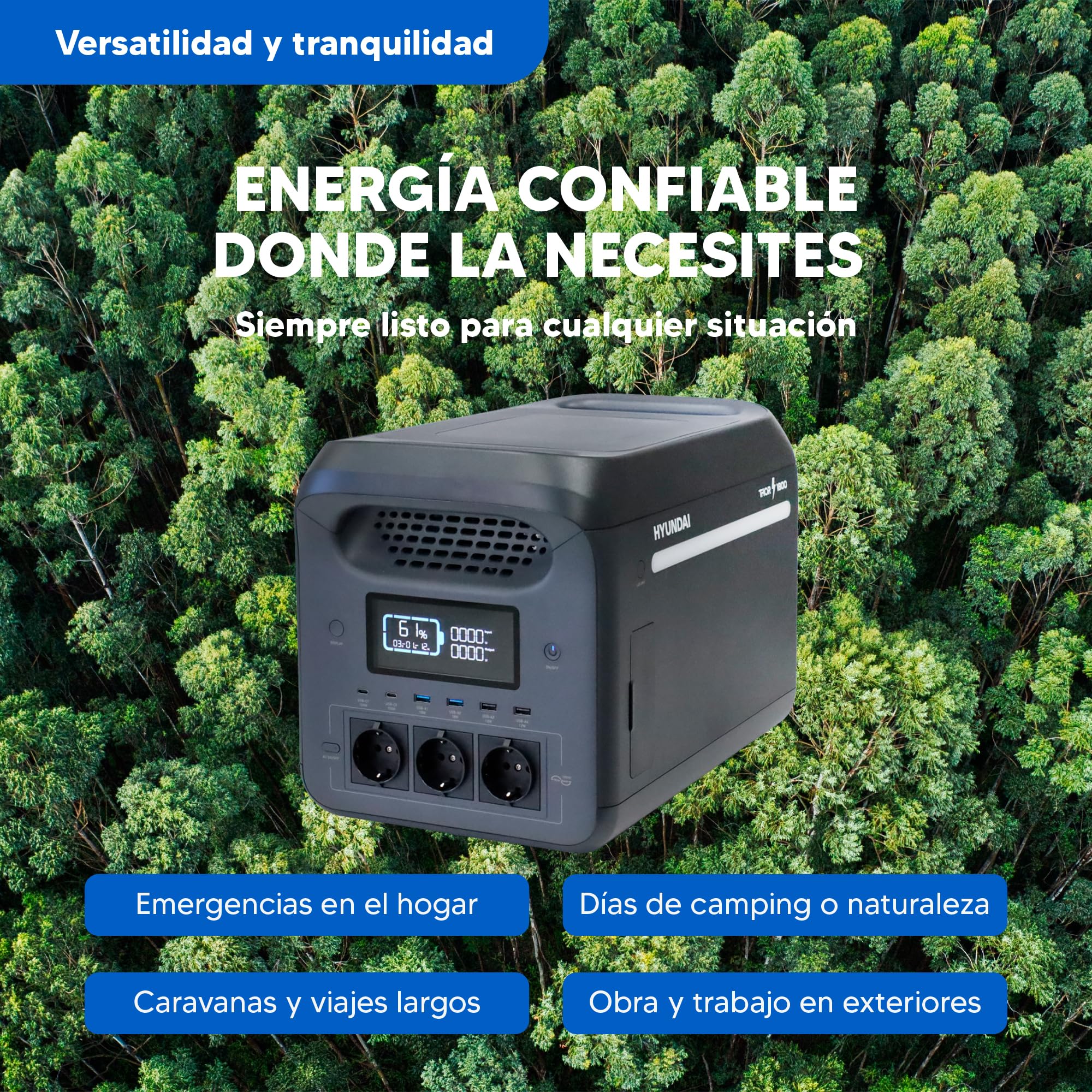 HYUNDAI Station d'énergie portable 3000 W avec charge rapide 1,7 h - Power Station avec application et batterie extensible - Générateur solaire avec onduleur pour urgences - Batterie LiFePO4
