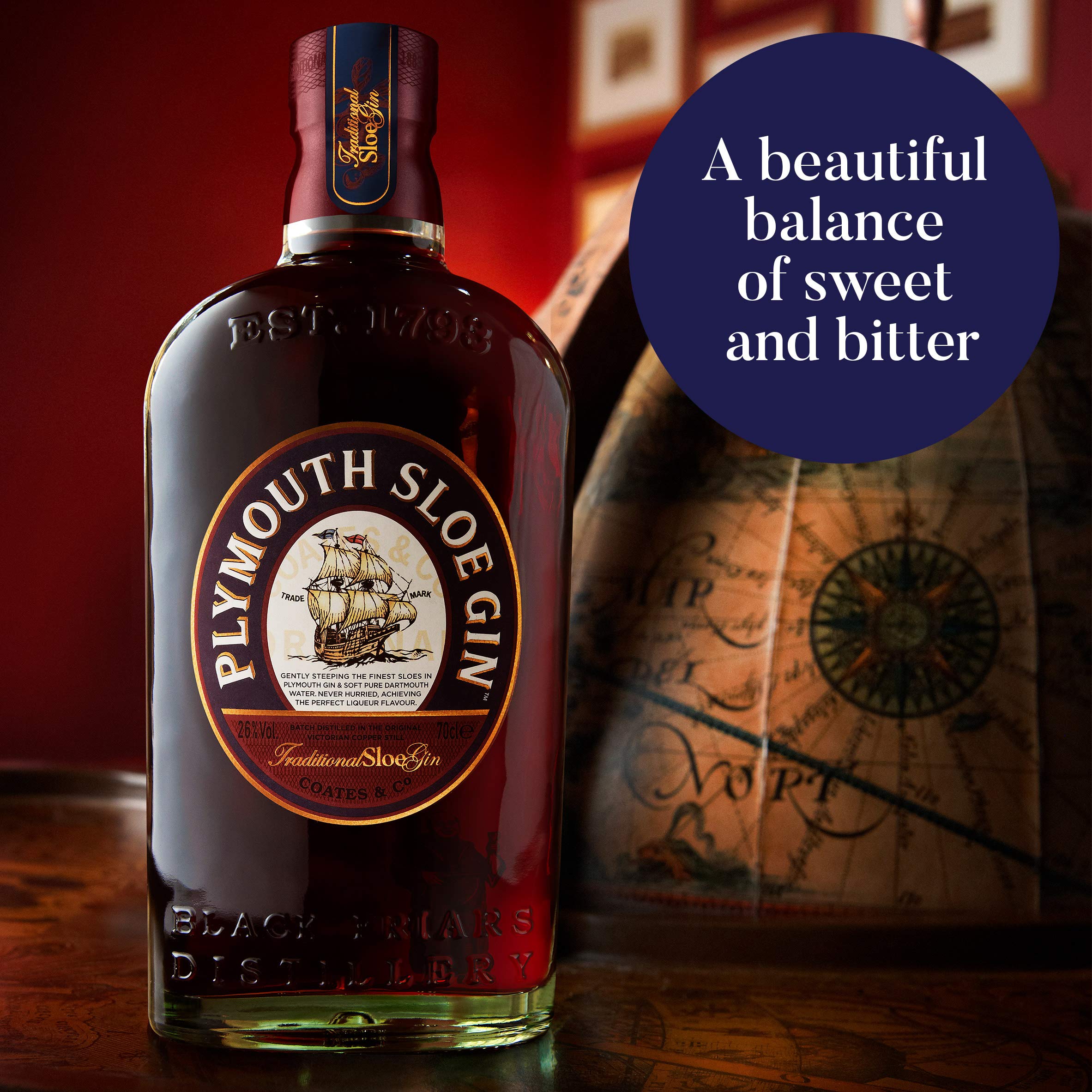 Plymouth Sloe Gin – Gin-Likör auf Basis von Schlehenbeeren mit fein-fruchtigen Noten und weichem Aroma – Traditionell hergestellt in der ältesten Destillerie der Welt – 1 x 0,7 l