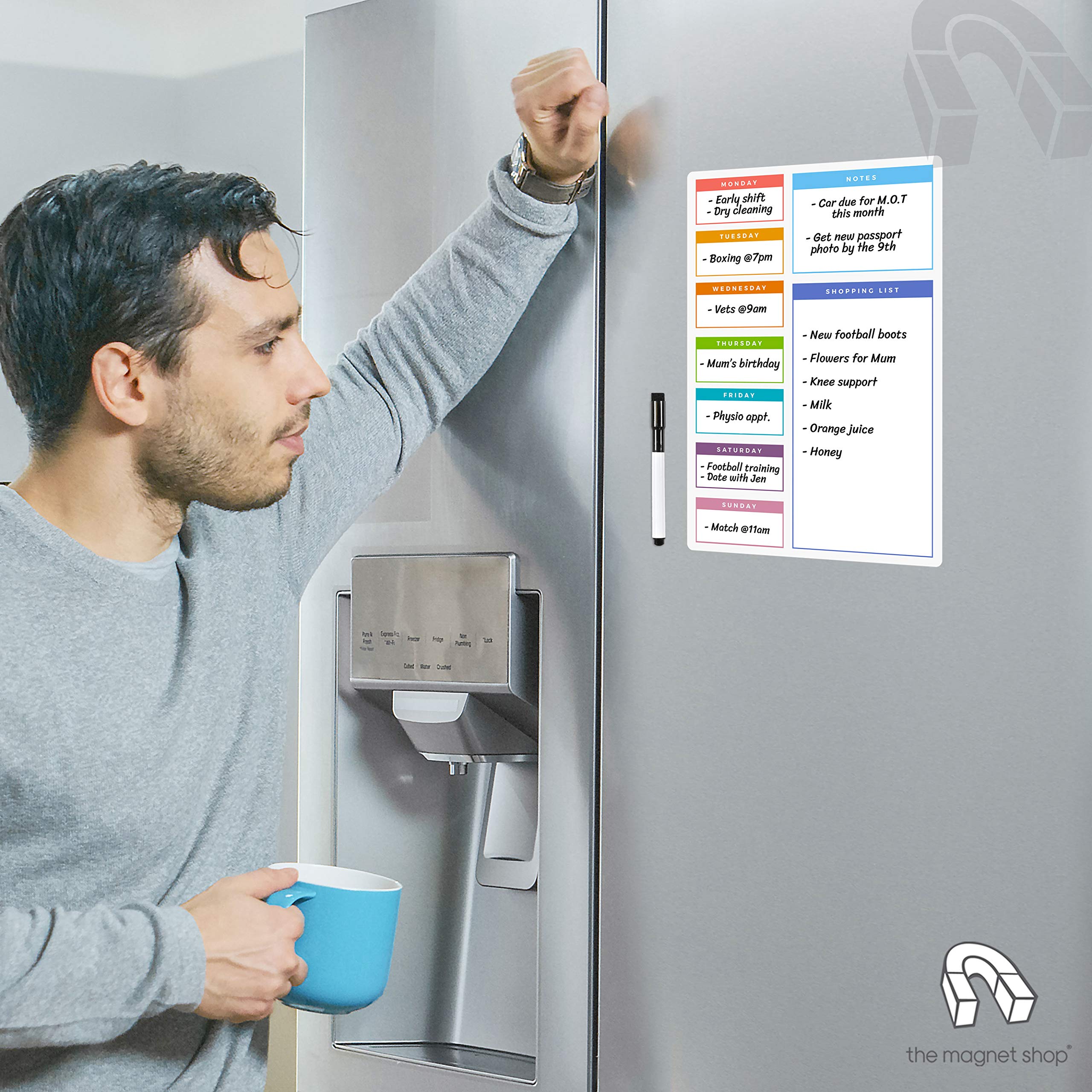 TMS Weekly Planner, Fridge Whiteboard Dry Wipe Pen, Meal