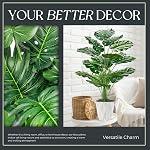 Der Rose 28" Faux Plantes Grandes Artificial Monstera Faux Pot Plantes Intérieures avec Pot Blanc pour la Maison Bureau Salon Décor