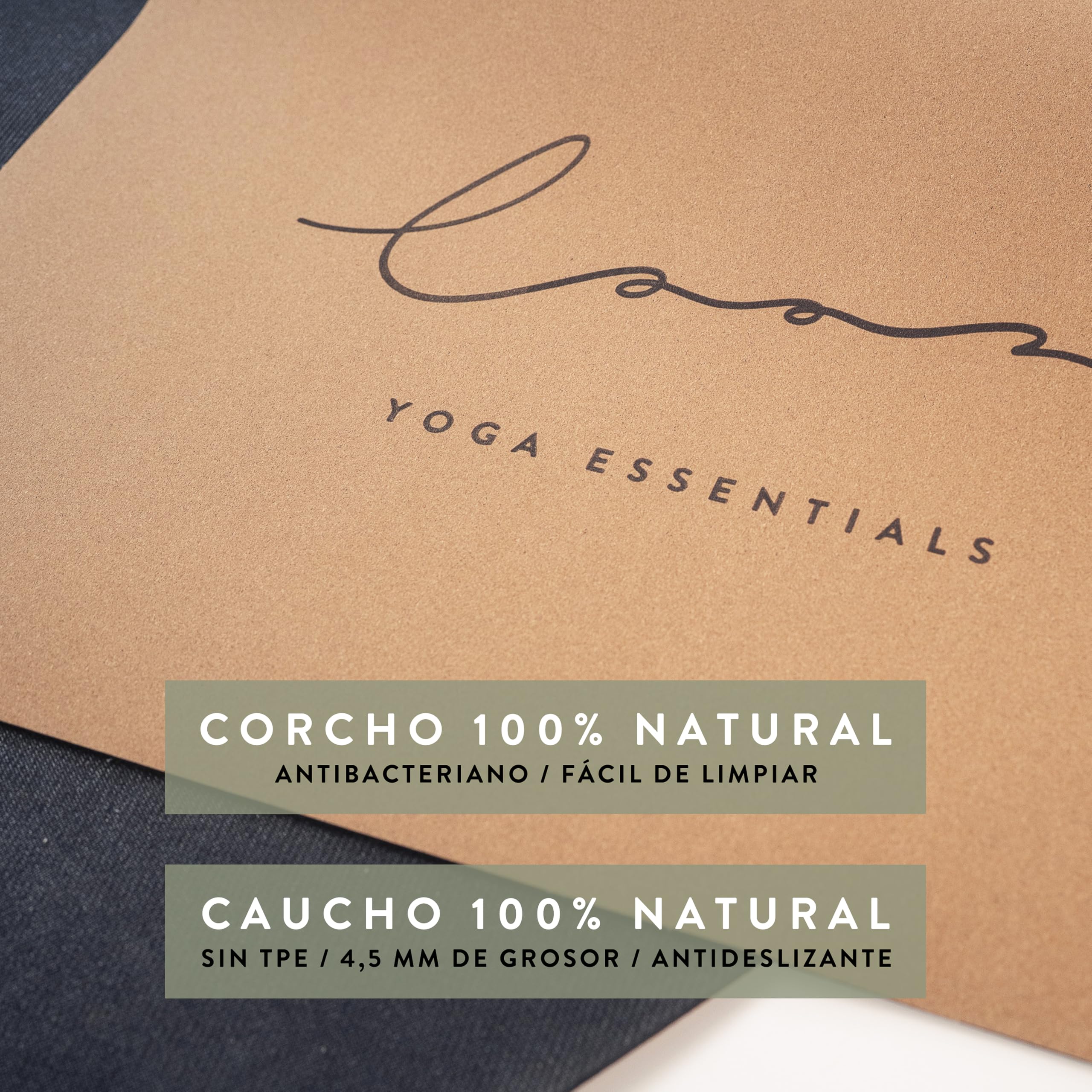 LAAR Yoga Essentials – Esterilla de Yoga de Corcho Natural y Caucho Ecológico (183×66×5 cm) | Antideslizante, Resistente, con Cinta de Transporte | Esterilla Premium para Yoga, Pilates y Fitness