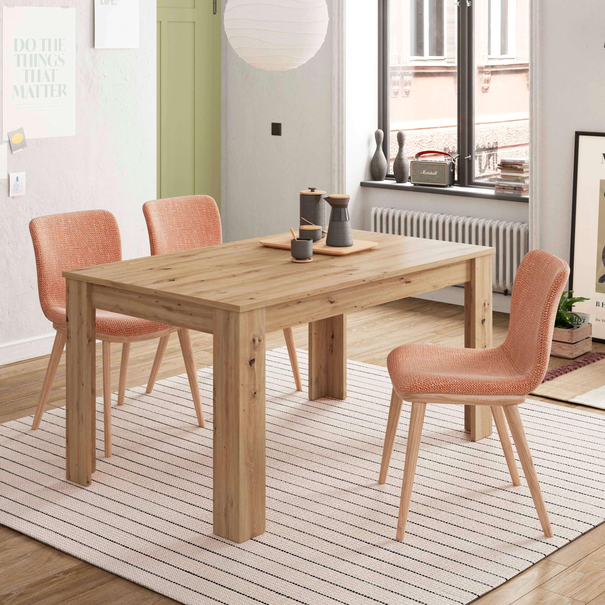Habitdesign Mesa de Comedor Extensible, Mesa salón o Cocina, Acabado en Color Roble Nodi, Modelo Kendra, Medidas: 140-190 cm (Largo) x 90 cm (Ancho) x 78 cm (Alto)