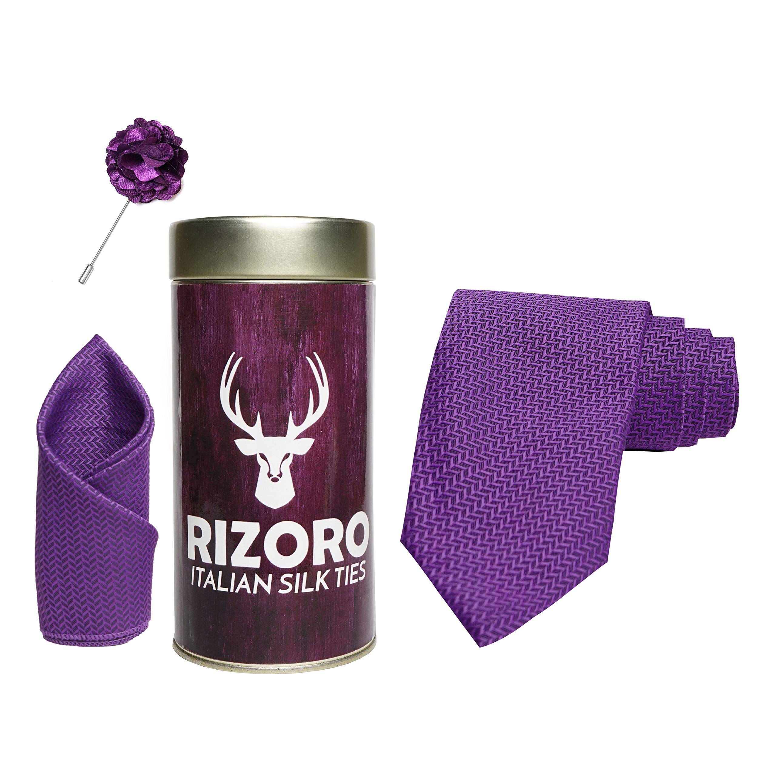 rizoro Mens Plaid Micro Self Silk Necktie Gift Set With Pocket Square & Brooch Pin Formal Tie Combo (SIDIRT, Free Size)-picture-17