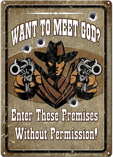 Miniatura 30 de River's Edge Carteles de metal resistentes a la intemperie, en relieve Nevermind The Dog Cuidado con el dueño,Día Crappie,Aparcamiento de