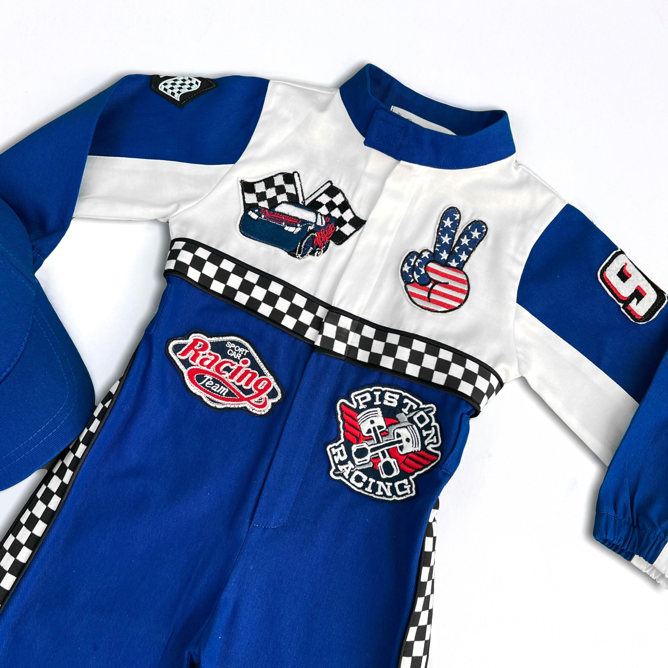 Costumes Club Personalized Handmade Race Car Driver Costume for Toddlers (3T, Blue), 3 Years - Image 3